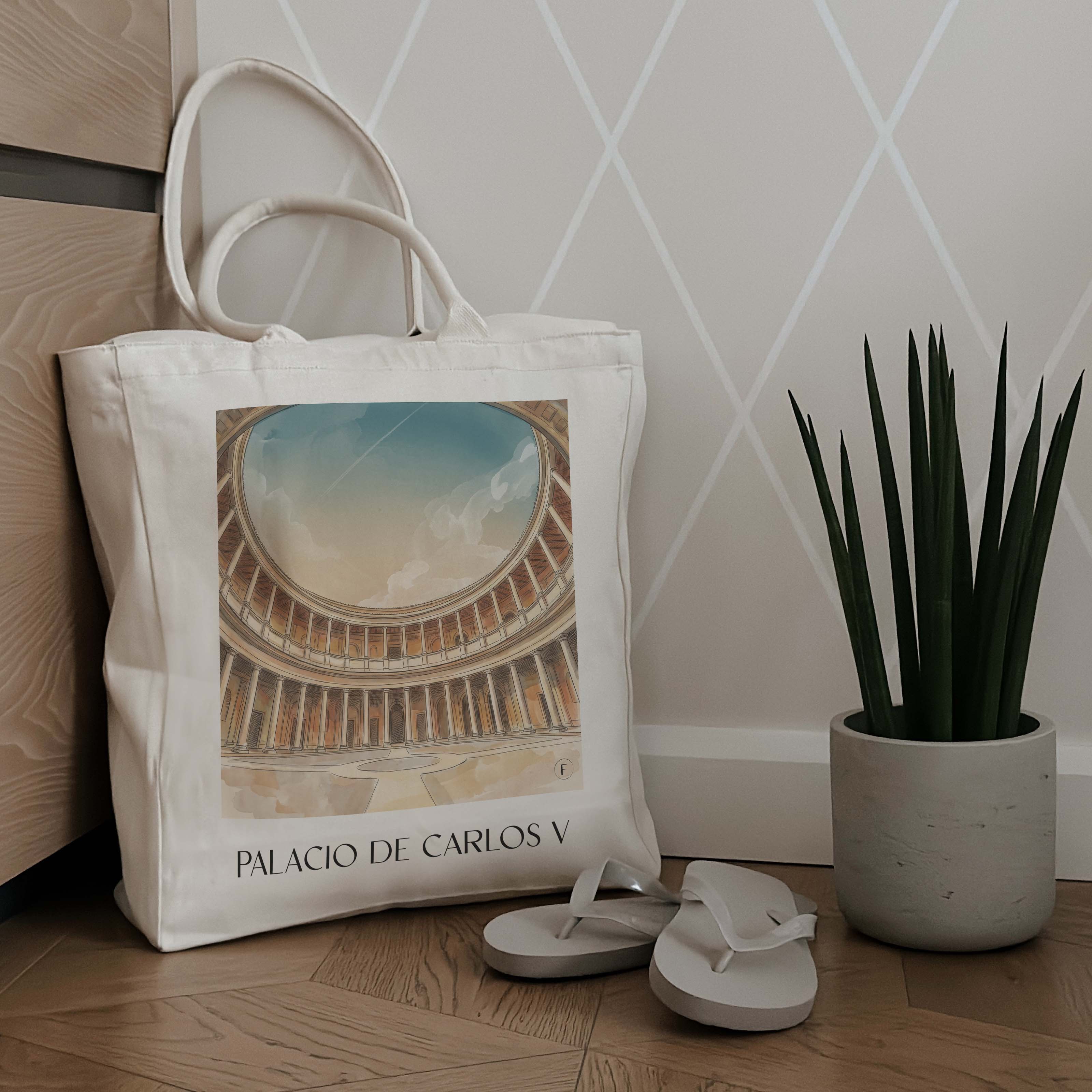 palacio-de-carlos-v-granada-spanien-einkaufstasche-aquarell