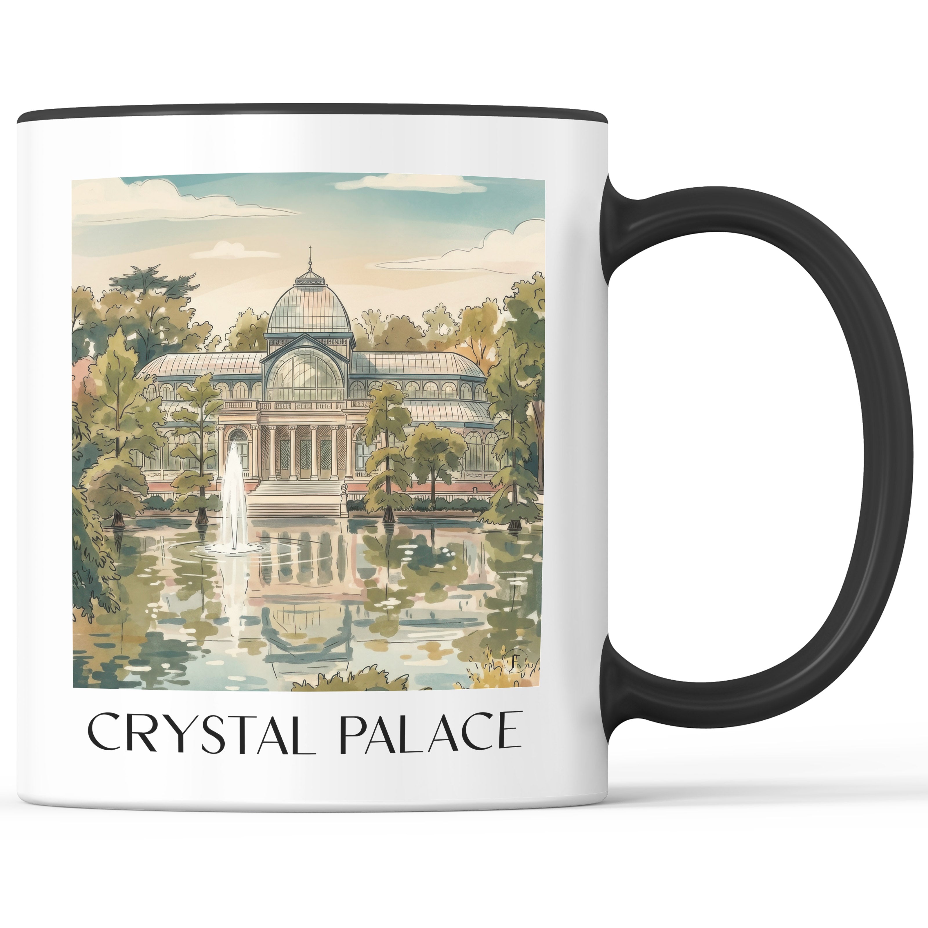 Palacio de Cristal Kaffeebecher - Madrid - Spanien Becher - Kaffeetasse im Aquarell Stil - favplace