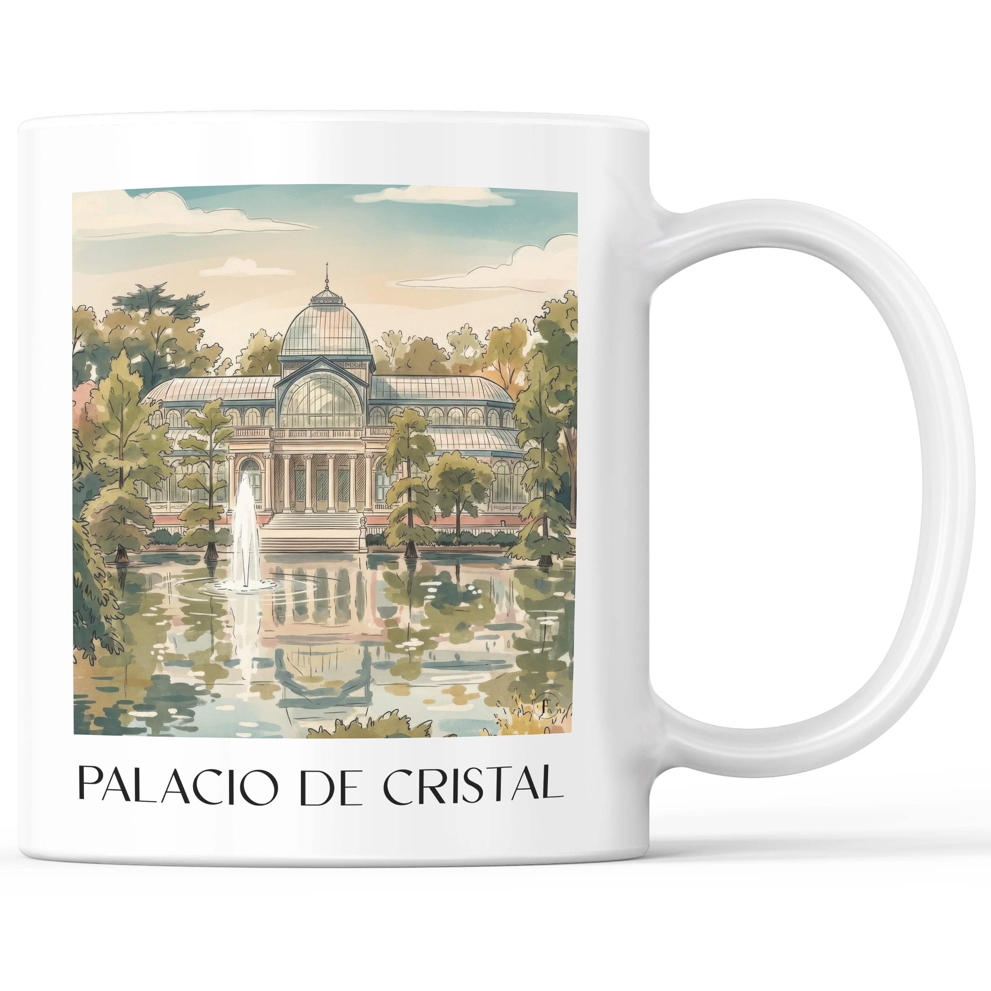 Palacio de Cristal Kaffeebecher - Madrid - Spanien Becher - Kaffeetasse im Aquarell Stil - favplace