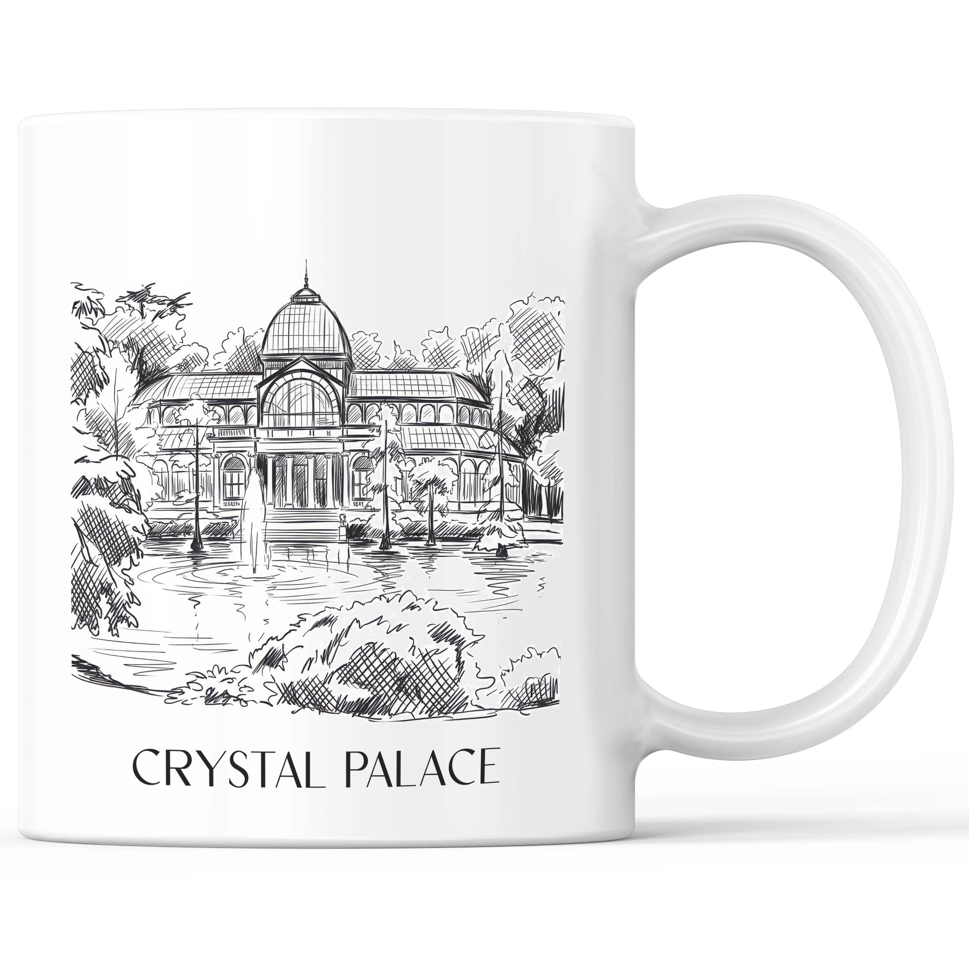 Palacio de Cristal Kaffeebecher - Madrid - Spanien Becher - Kaffeetasse im Skizze Stil - favplace