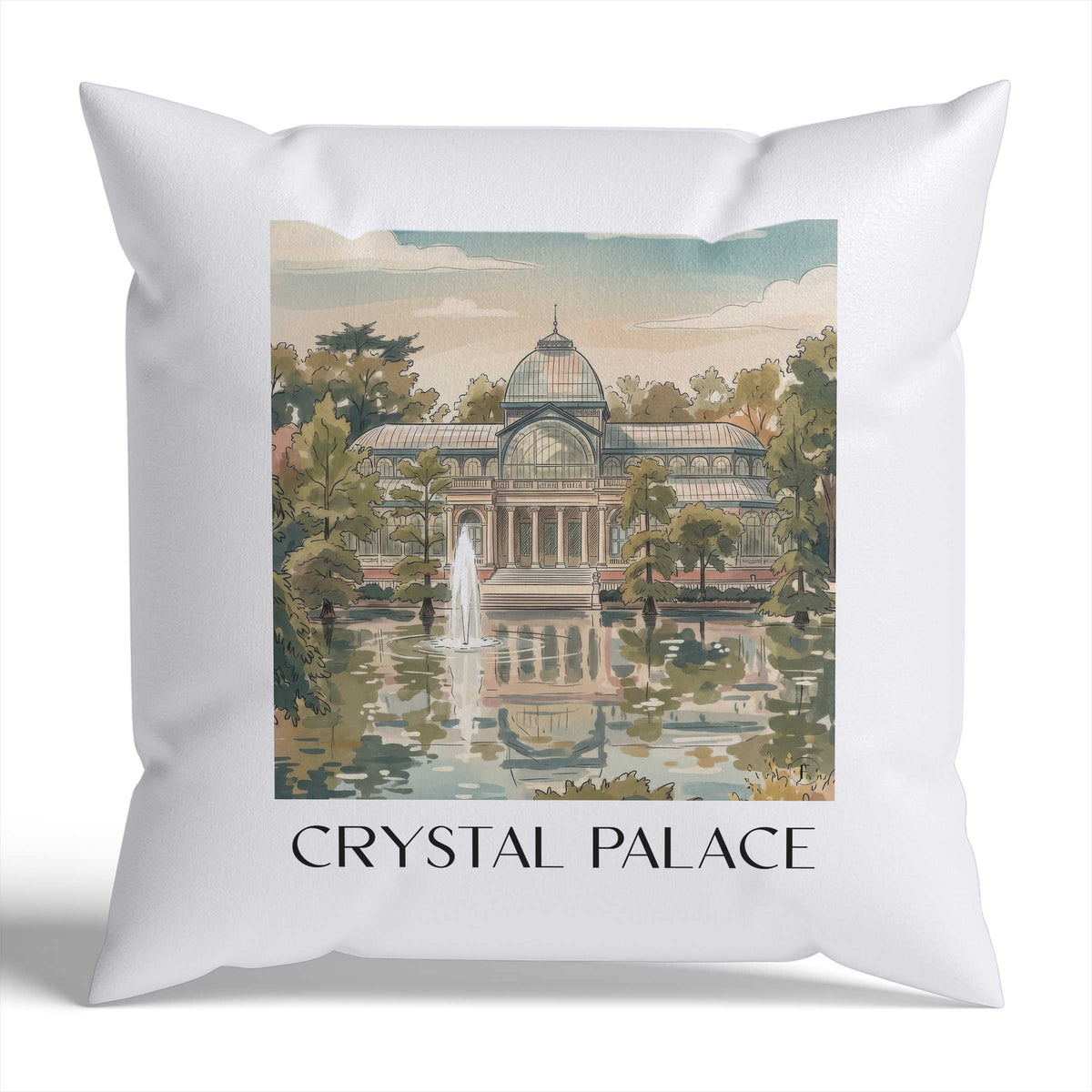 Palacio de Cristal Kissenhülle - Zierkissen Bezug - Madrid - Spanien Kissen bzw. Kissenbezug im Aquarell Stil - favplace