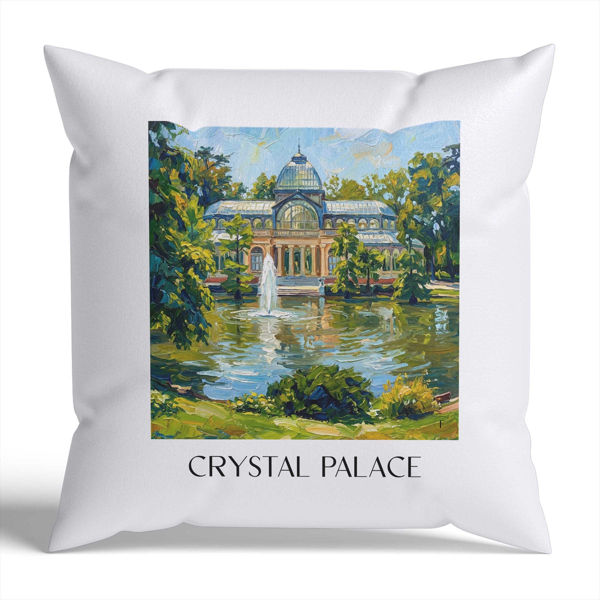 Palacio de Cristal Kissenhülle - Zierkissen Bezug - Madrid - Spanien Kissen bzw. Kissenbezug im Ölgemälde Stil - favplace