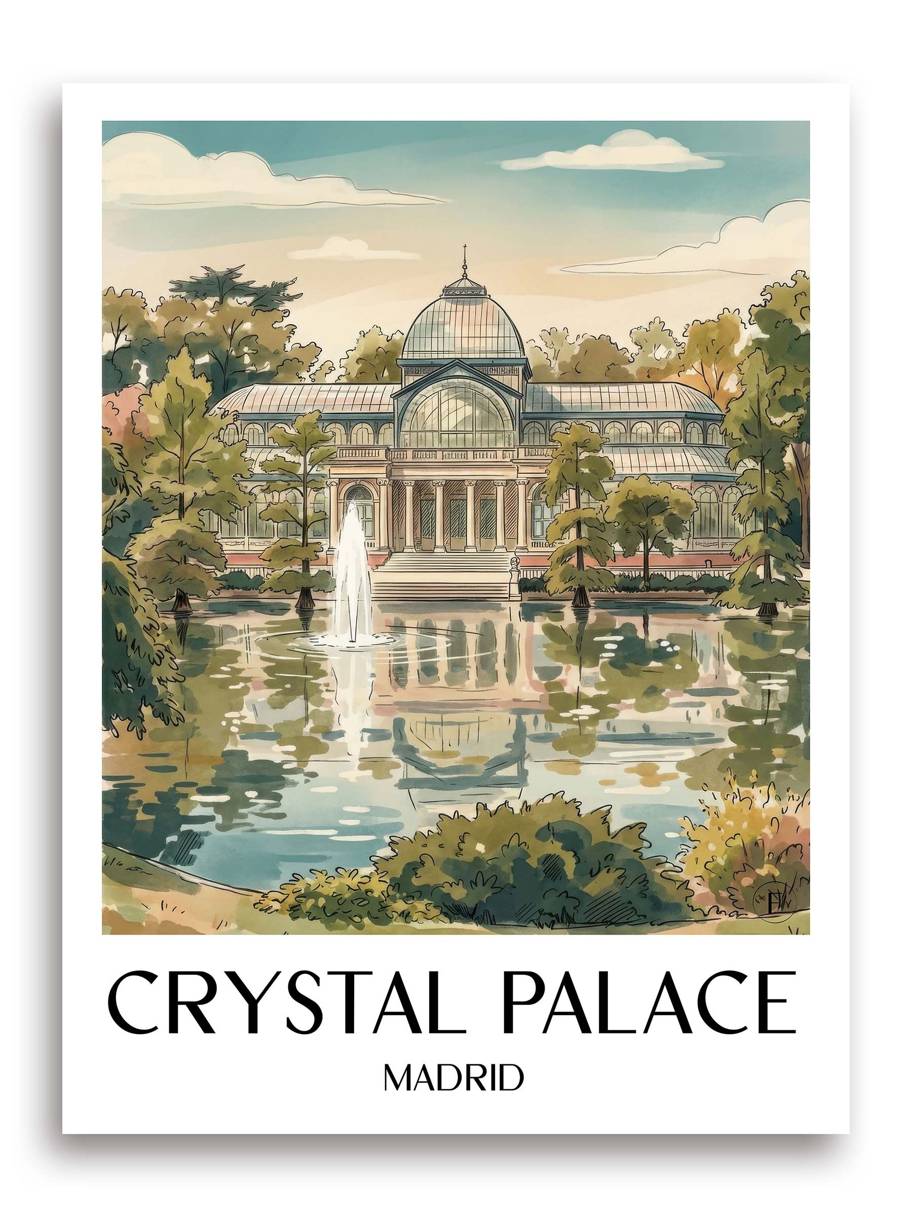Palacio de Cristal Poster - Madrid - Spanien Kunstdruck - Aquarell von A4 bis A1 - favplace
