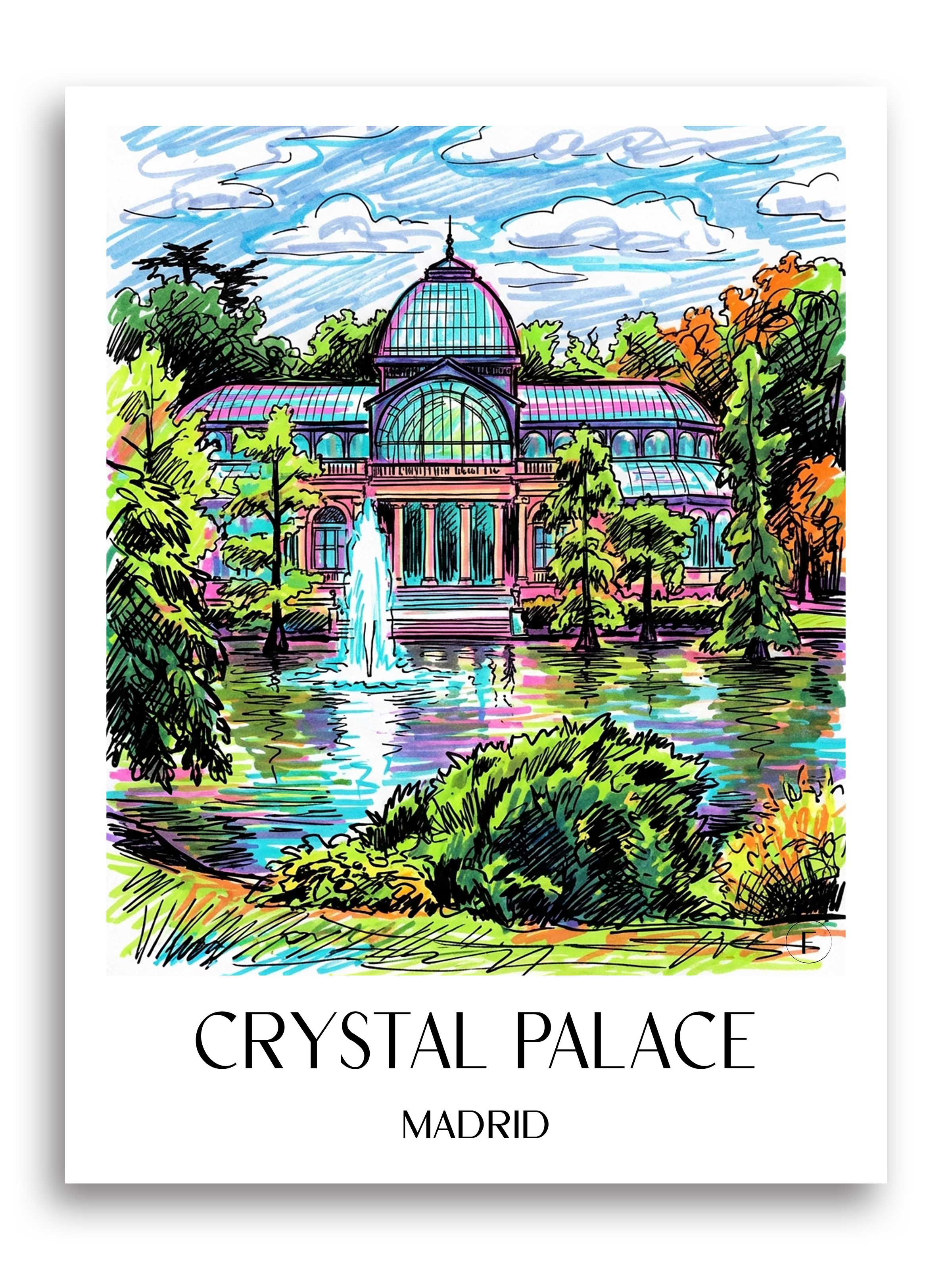 Palacio de Cristal Poster - Madrid - Spanien Kunstdruck - Tag Graffiti von A4 bis A1 - favplace
