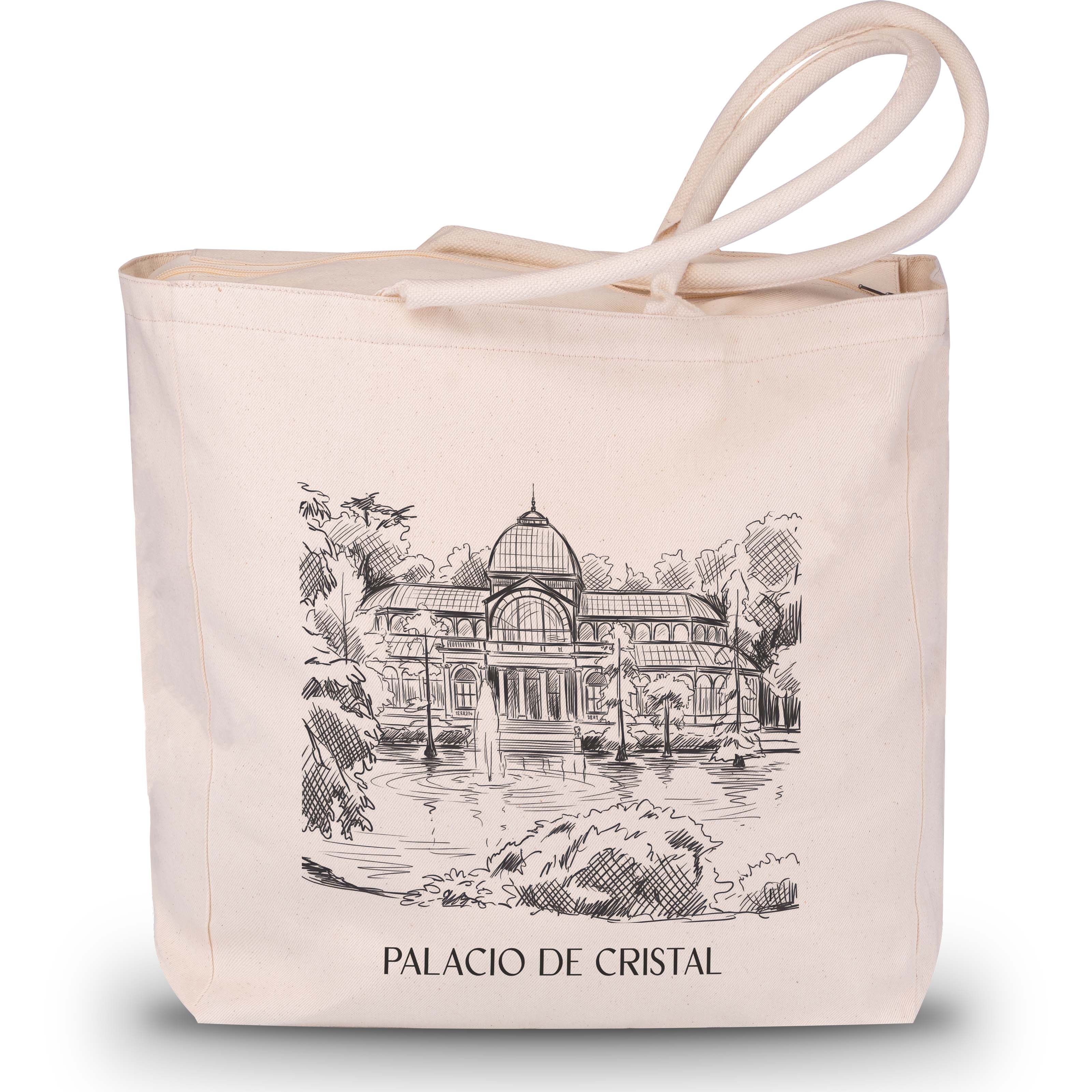 palacio-de-cristal-madrid-spanien-einkaufstasche-skizze