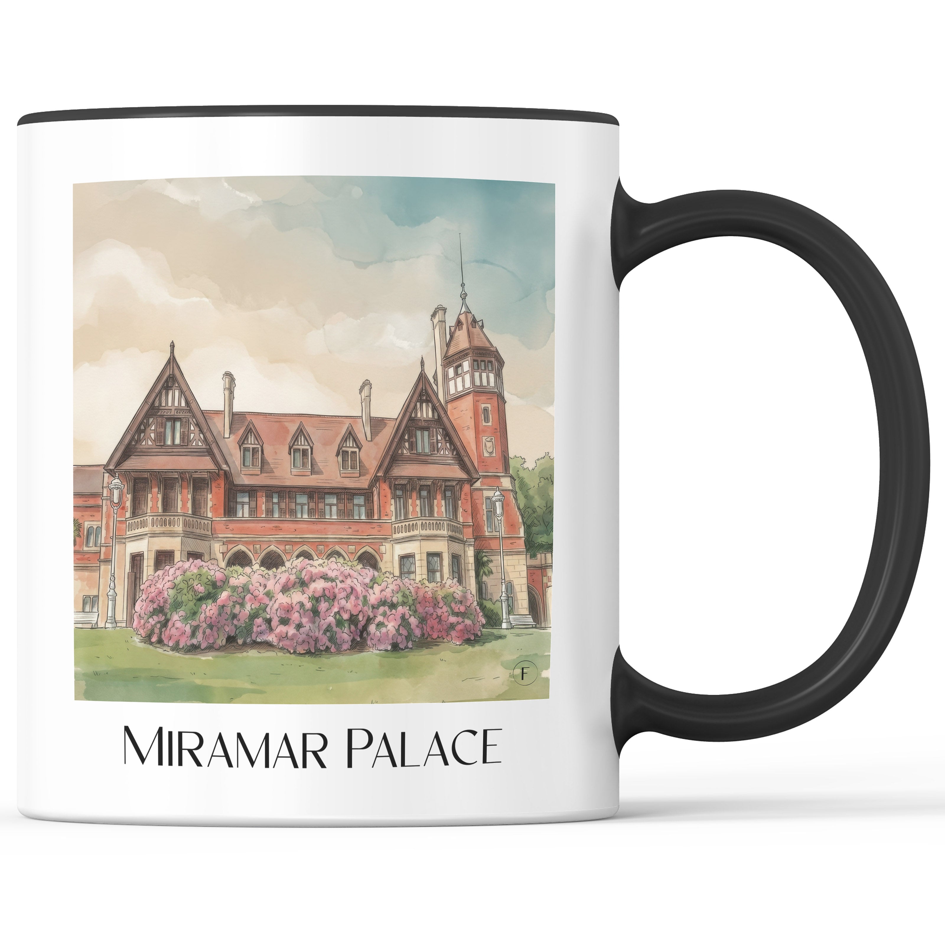 Palacio de Miramar Kaffeebecher - San Sebastián - Spanien Becher - Kaffeetasse im Aquarell Stil - favplace