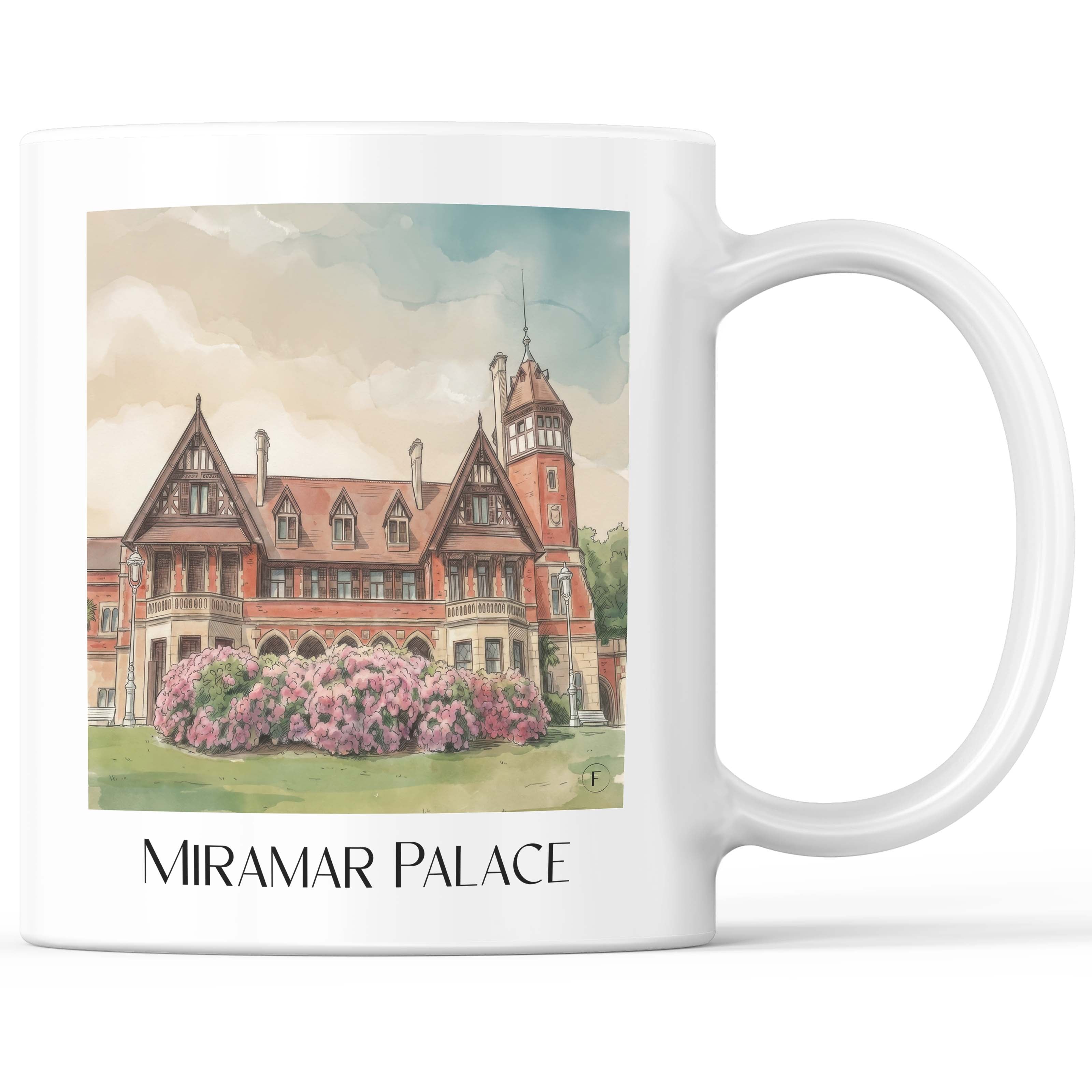 Palacio de Miramar Kaffeebecher - San Sebastián - Spanien Becher - Kaffeetasse im Aquarell Stil - favplace