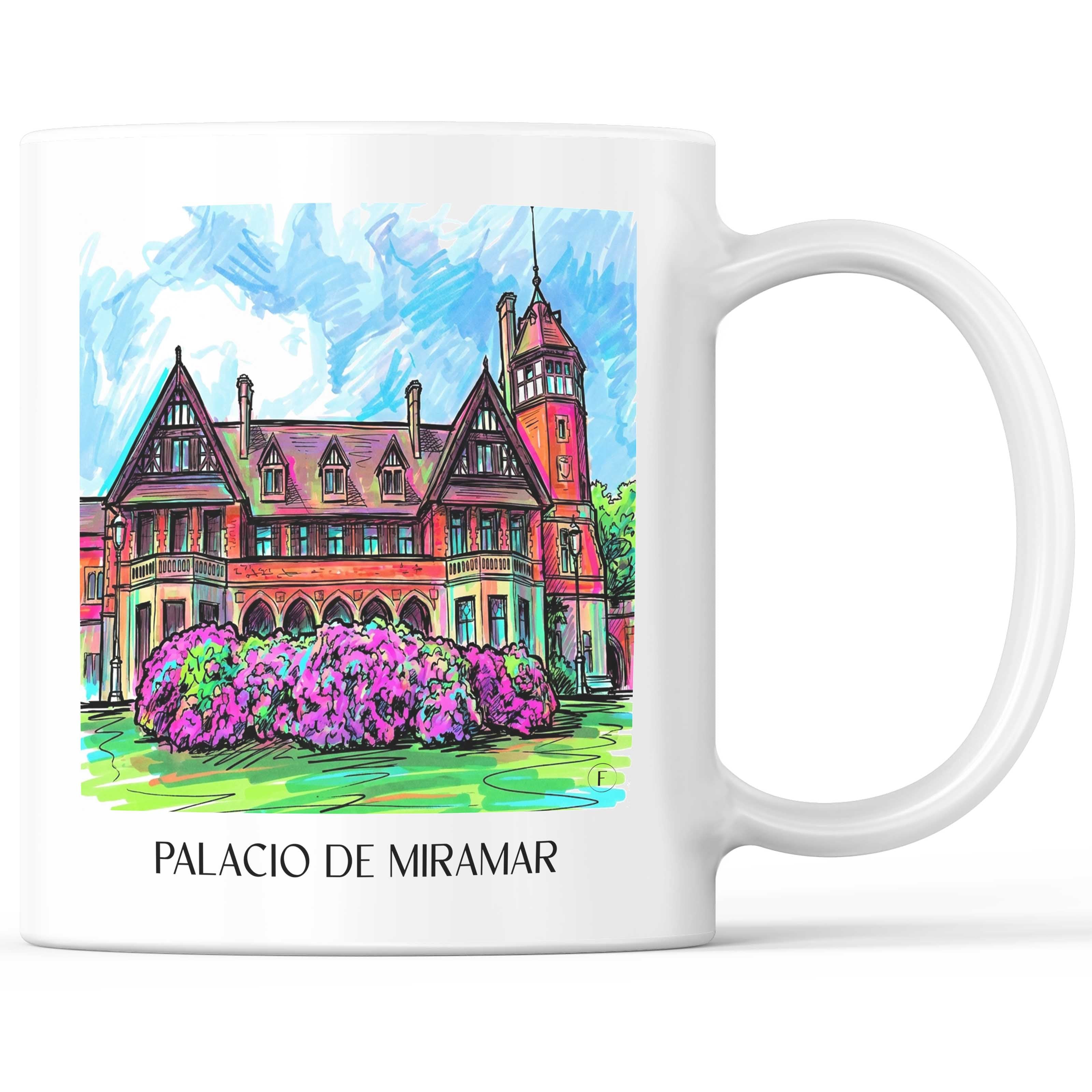 Palacio de Miramar Kaffeebecher - San Sebastián - Spanien Becher - Kaffeetasse im Tag Graffiti Stil - favplace