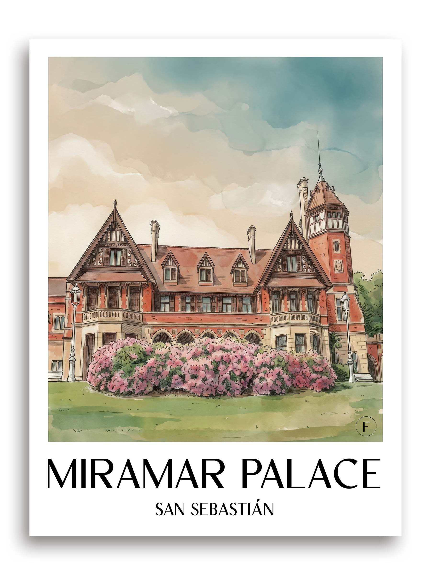 Palacio de Miramar Poster - San Sebastián - Spanien Kunstdruck - Aquarell von A4 bis A1 - favplace