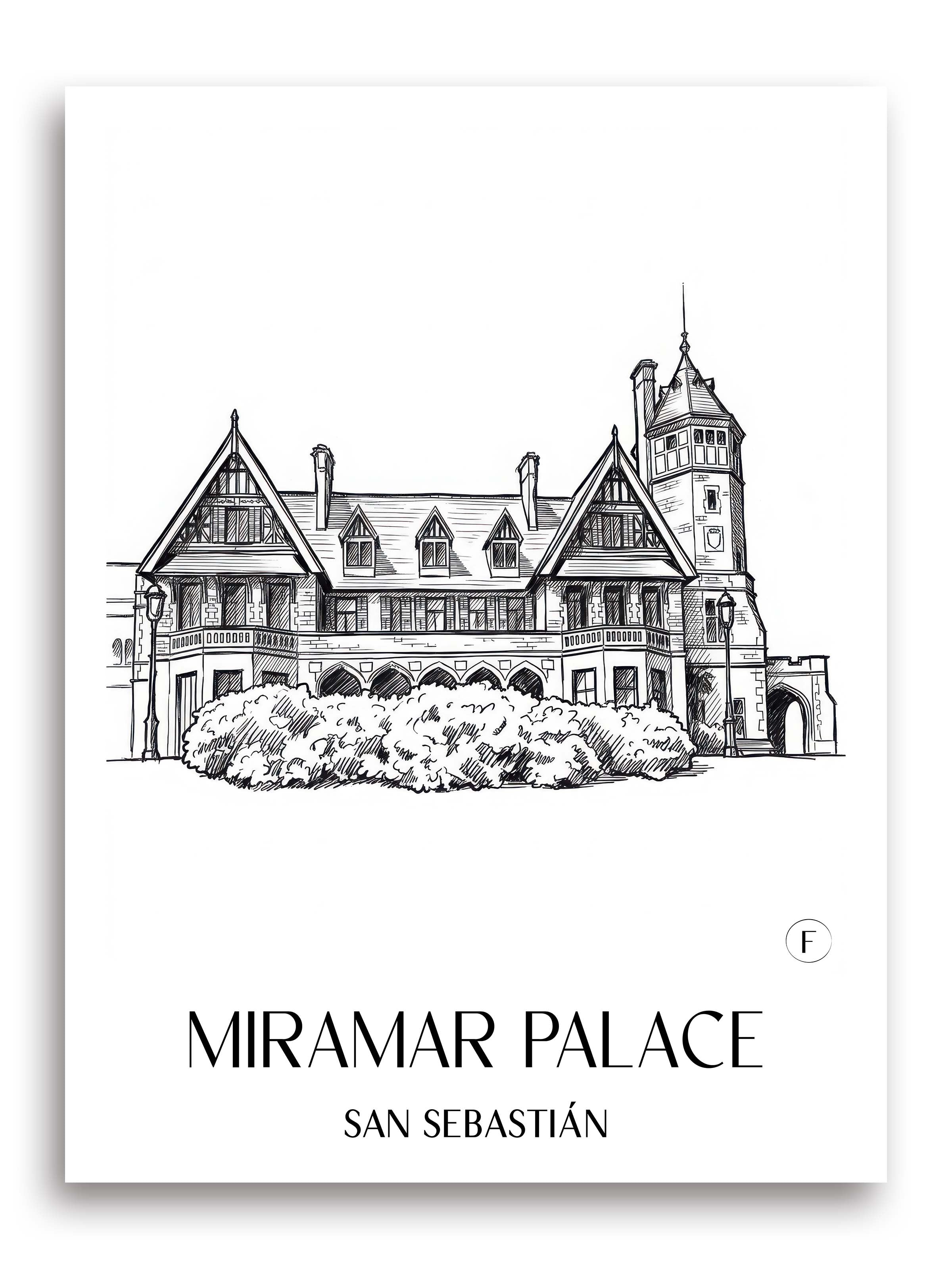 Palacio de Miramar Poster - San Sebastián - Spanien Kunstdruck - Skizze von A4 bis A1 - favplace