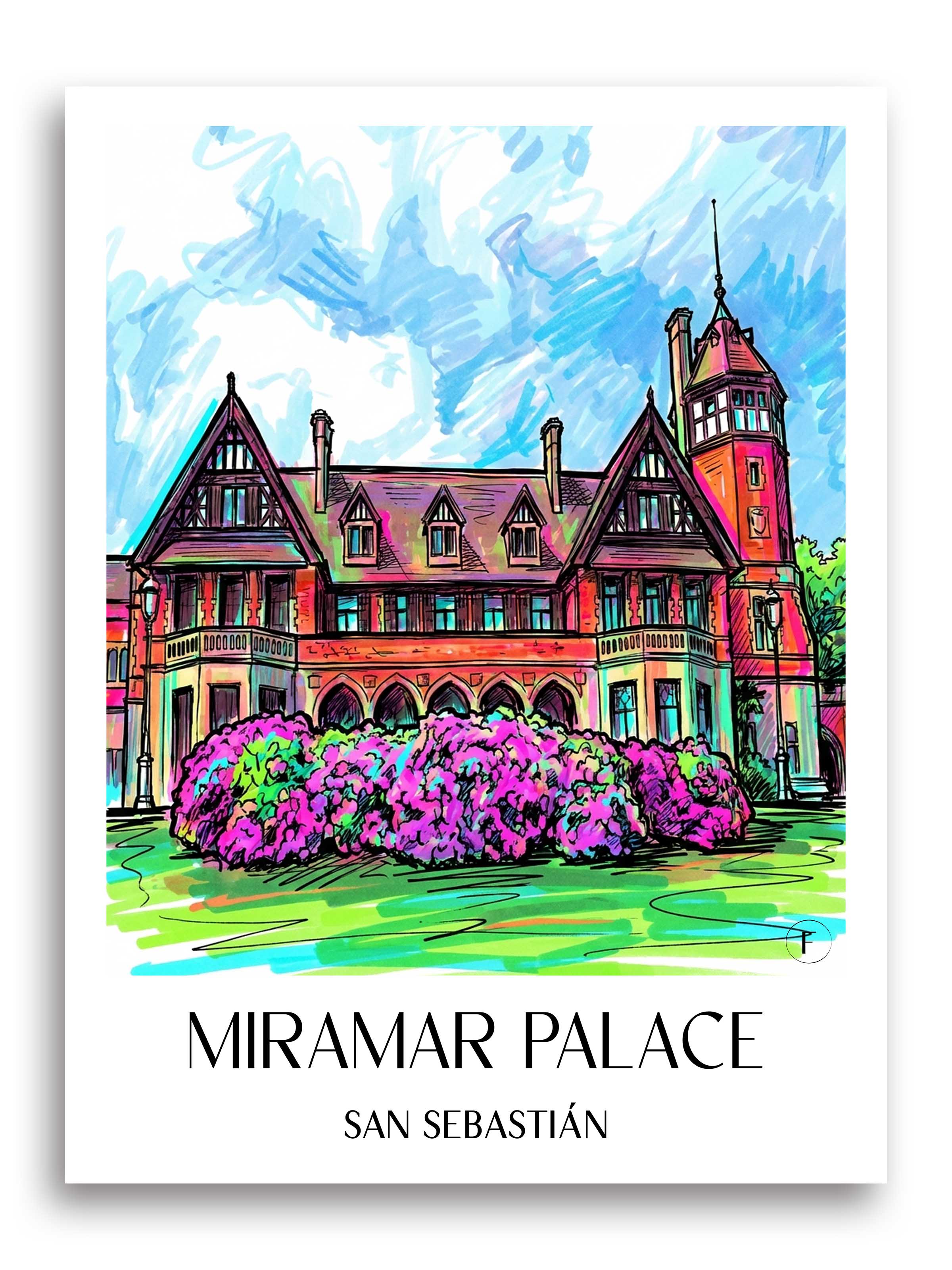 Palacio de Miramar Poster - San Sebastián - Spanien Kunstdruck - Tag Graffiti von A4 bis A1 - favplace