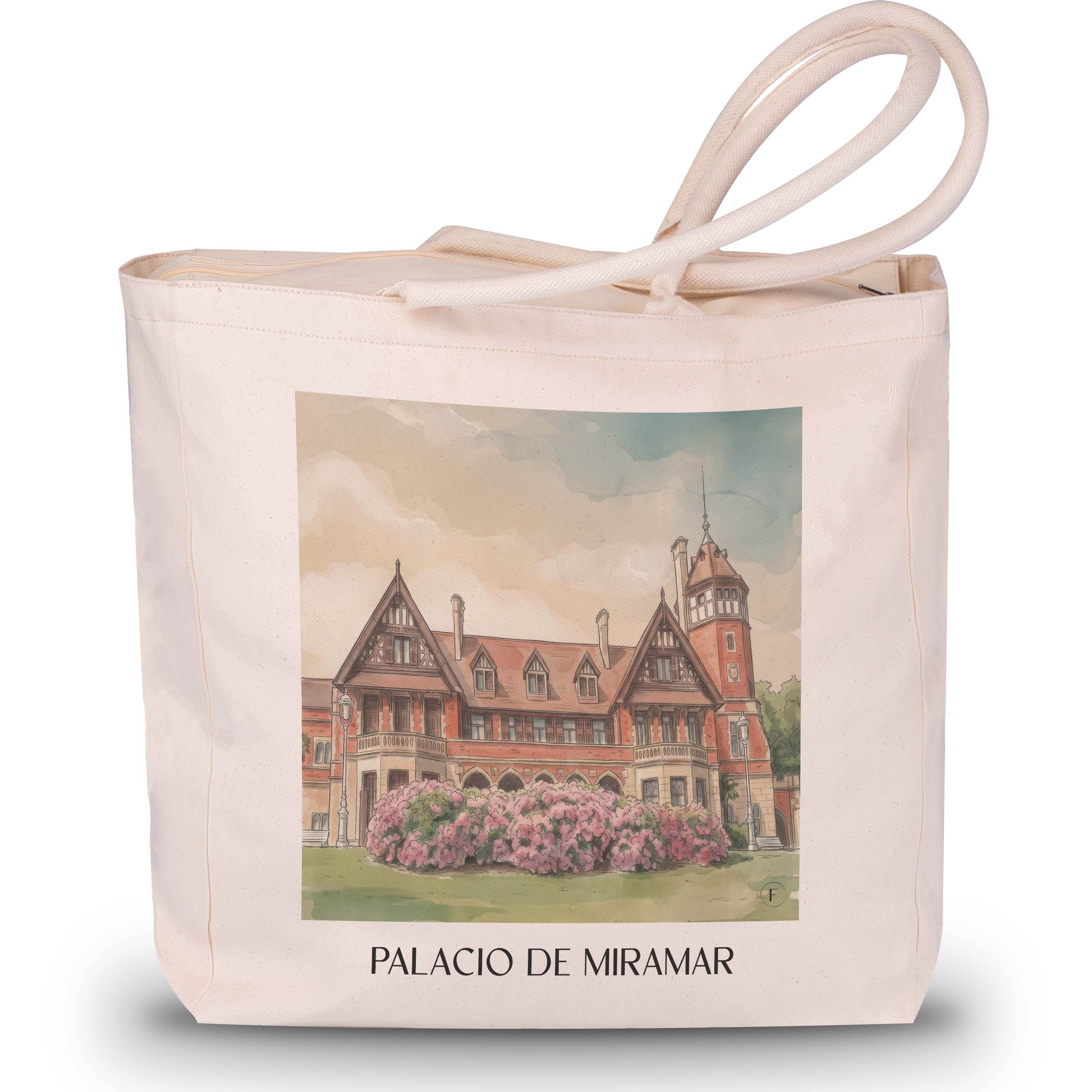 palacio-de-miramar-san-sebastián-spanien-einkaufstasche-aquarell