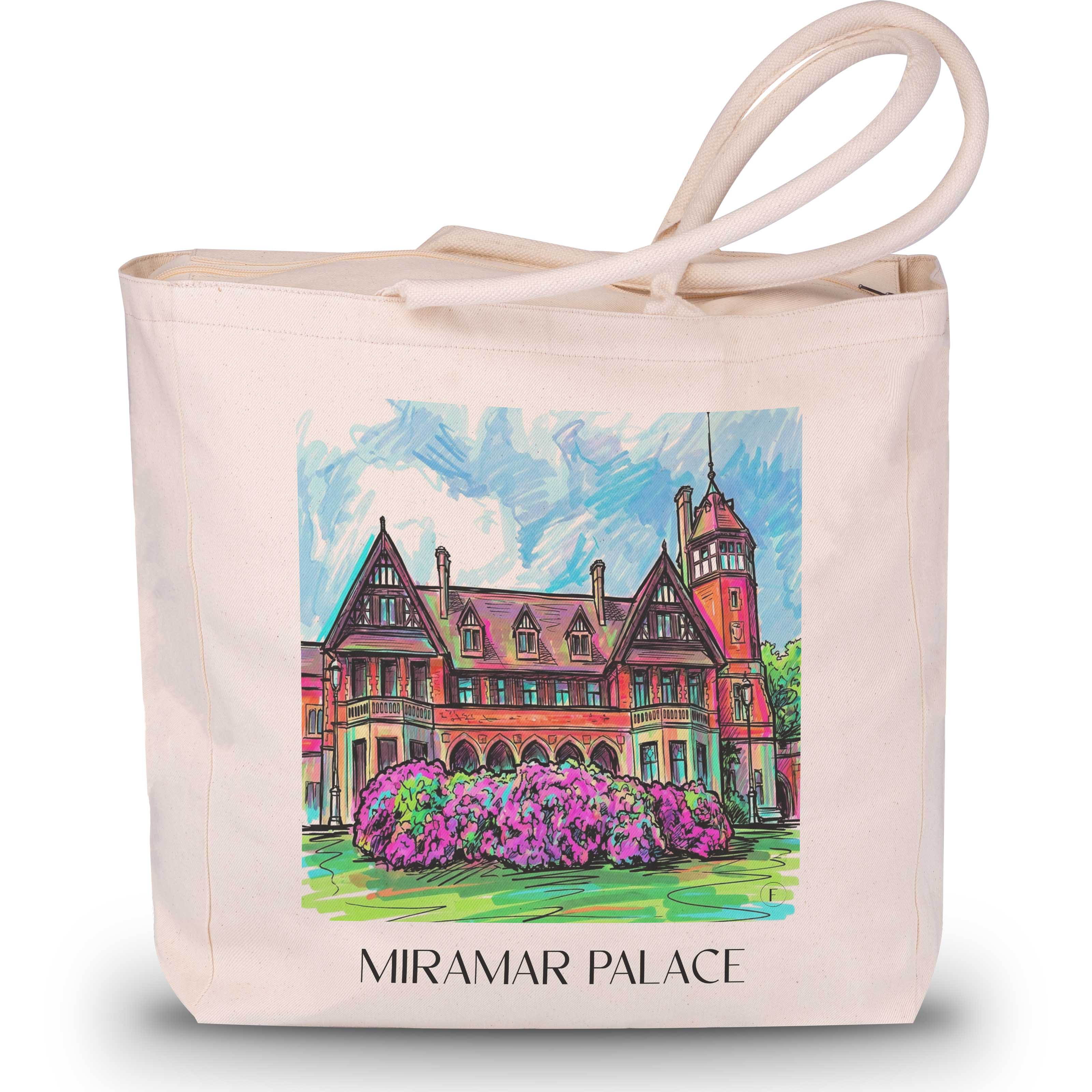 Palacio de Miramar Shopping Tasche - San Sebastián - Spanien Tote Bag - Einkaufstasche im Tag Graffiti Stil - favplace