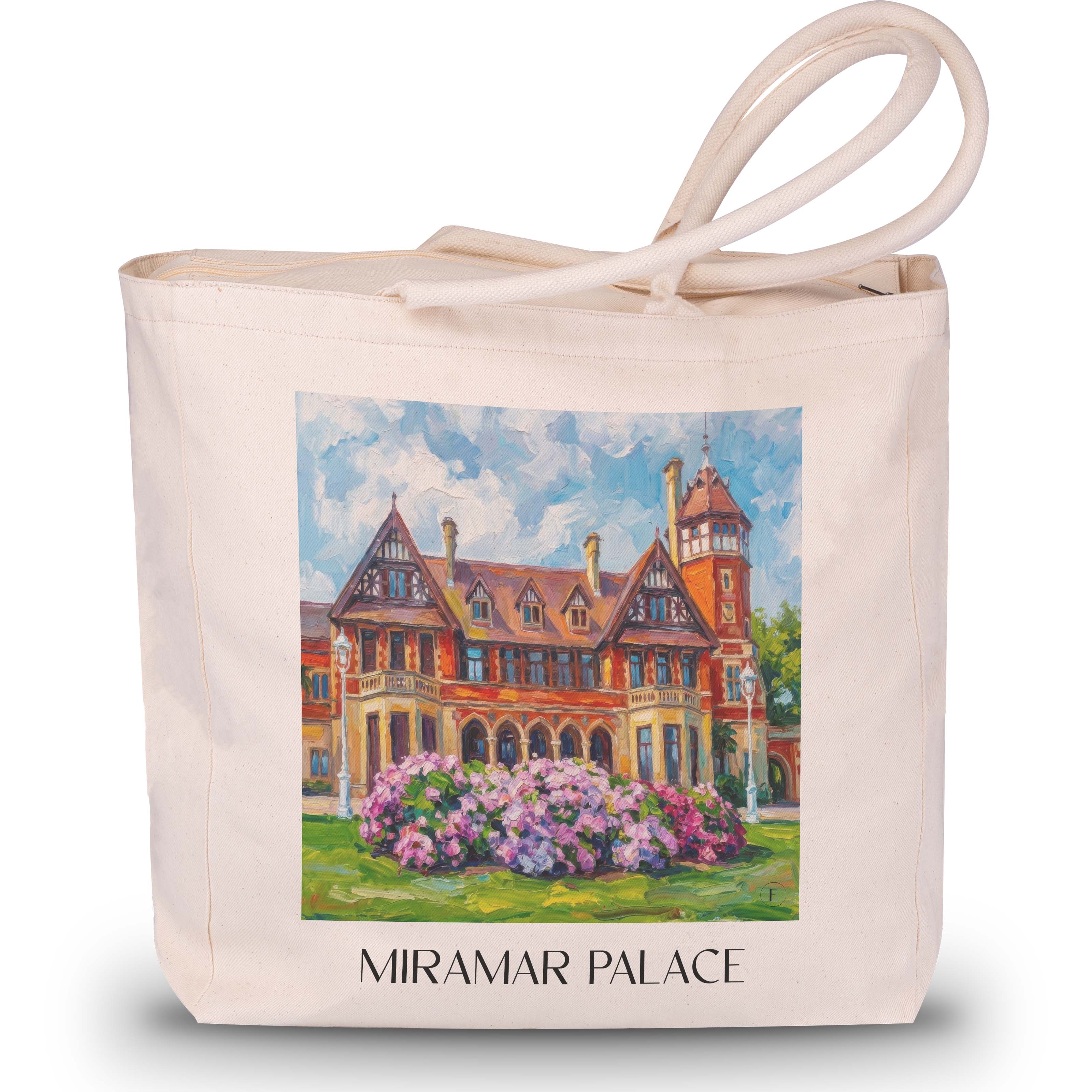 Palacio de Miramar Shopping Tasche - San Sebastián - Spanien Tote Bag - Einkaufstasche im Ölgemälde Stil - favplace