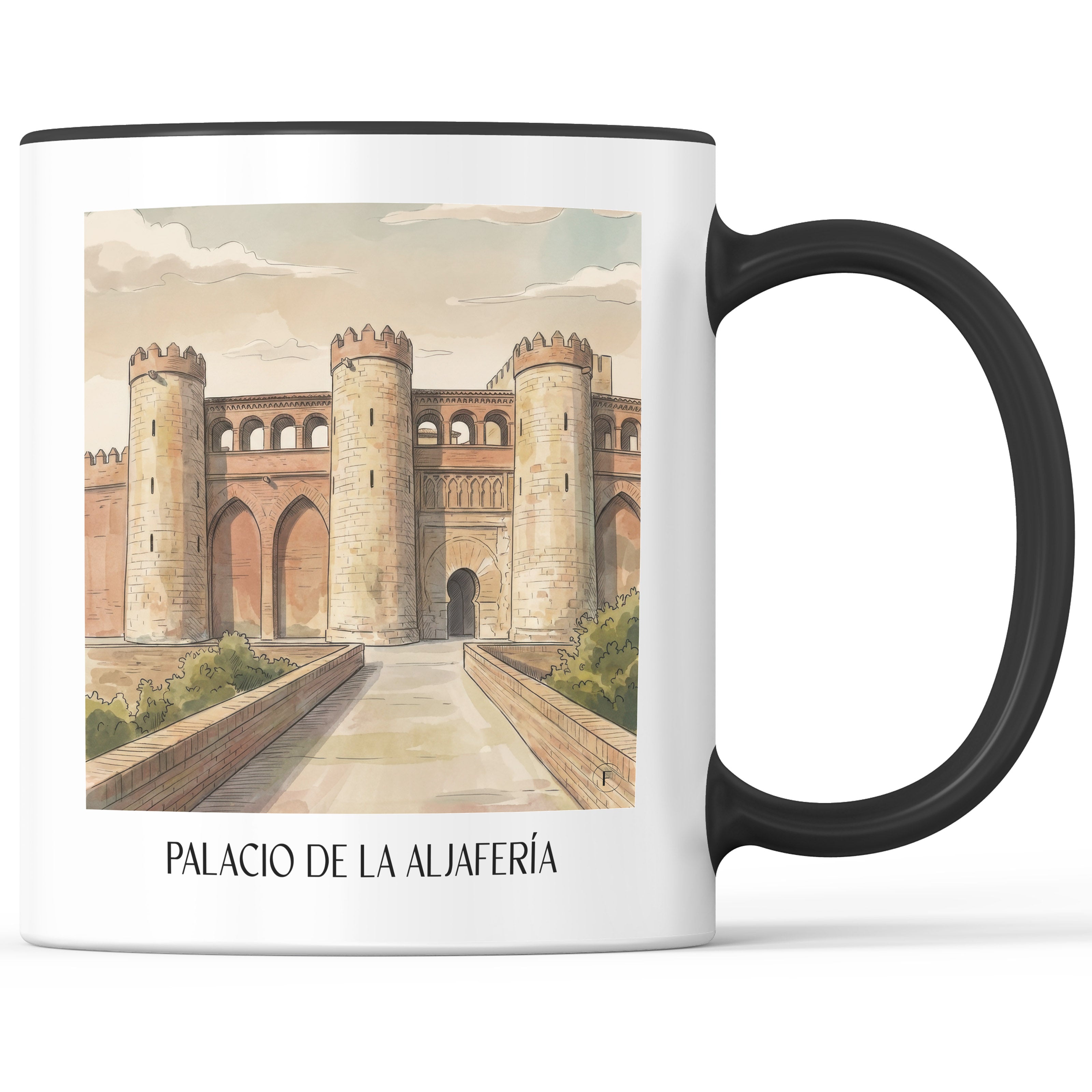palacio-de-la-aljafería-zaragoza-spanien-kaffeebecher-aquarell