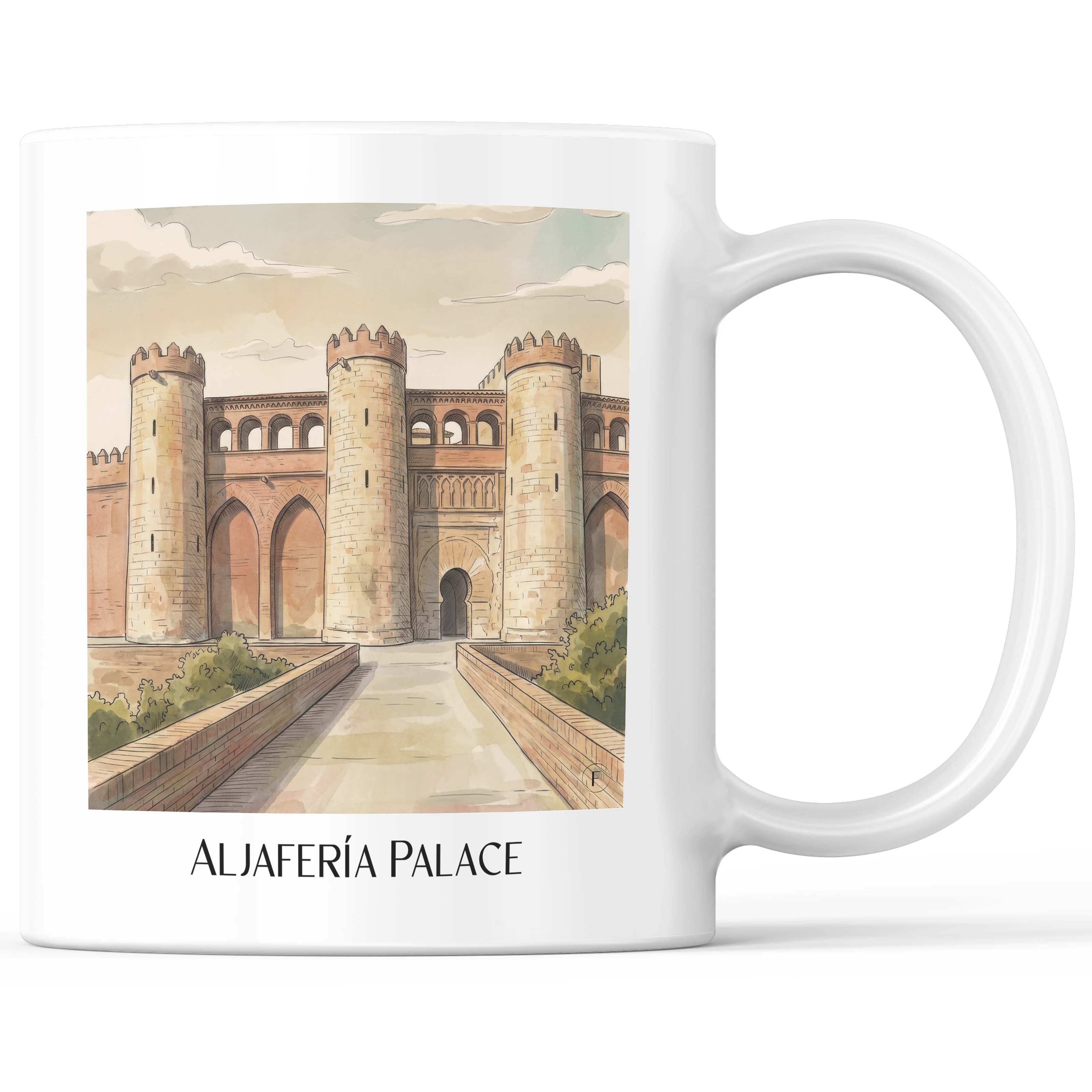 Palacio de la Aljafería Kaffeebecher - Zaragoza - Spanien Becher - Kaffeetasse im Aquarell Stil - favplace