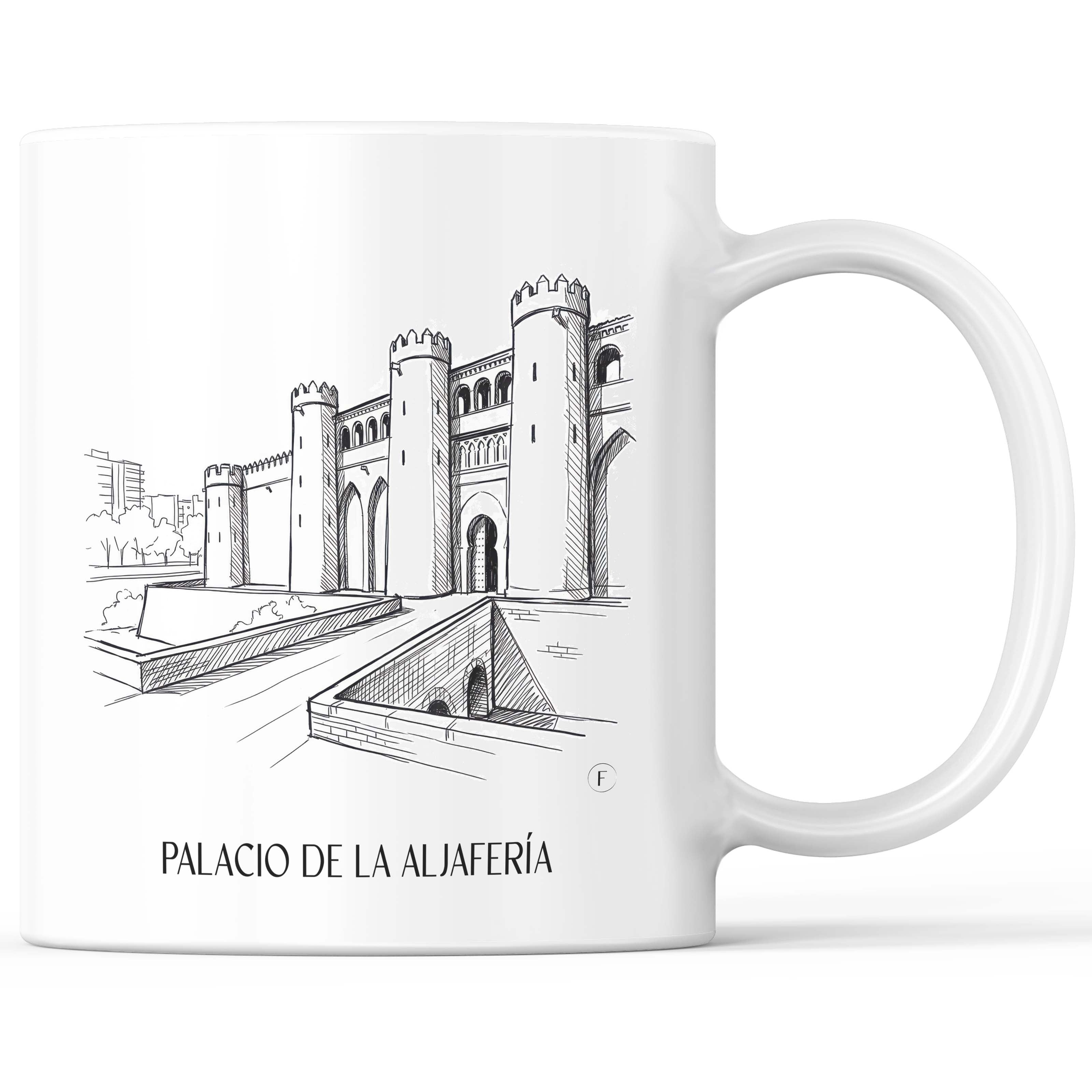 Palacio de la Aljafería Kaffeebecher - Zaragoza - Spanien Becher - Kaffeetasse im Skizze Stil - favplace