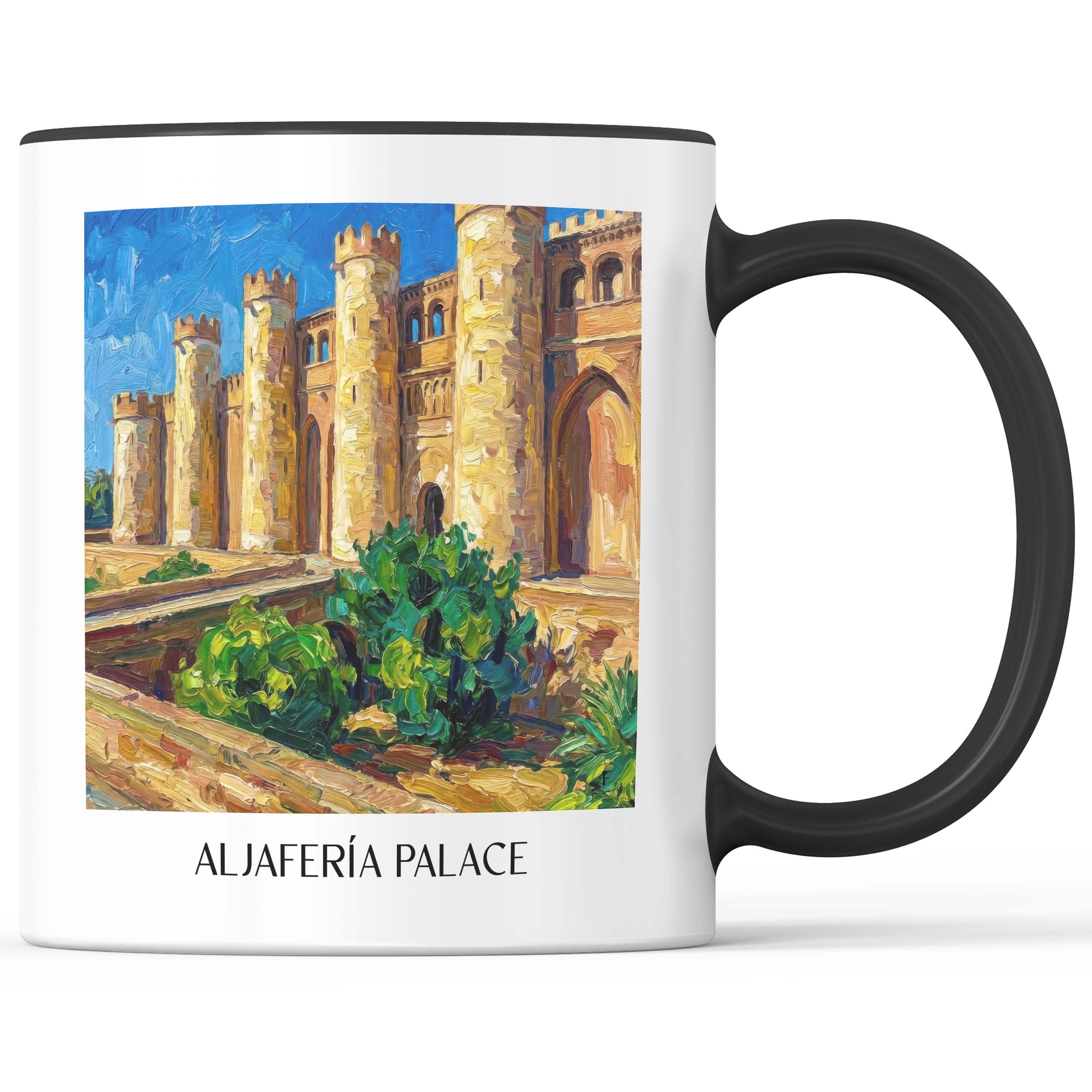 Palacio de la Aljafería Kaffeebecher - Zaragoza - Spanien Becher - Kaffeetasse im Ölgemälde Stil - favplace