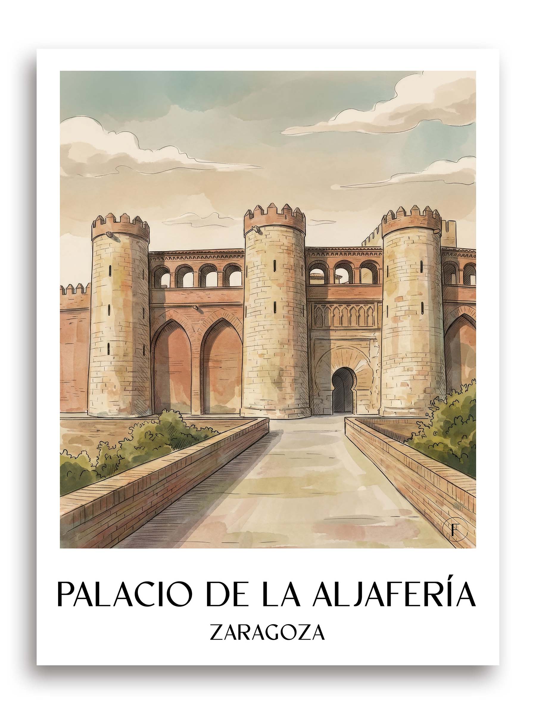 palacio-de-la-aljafería-zaragoza-spanien-poster-aquarell
