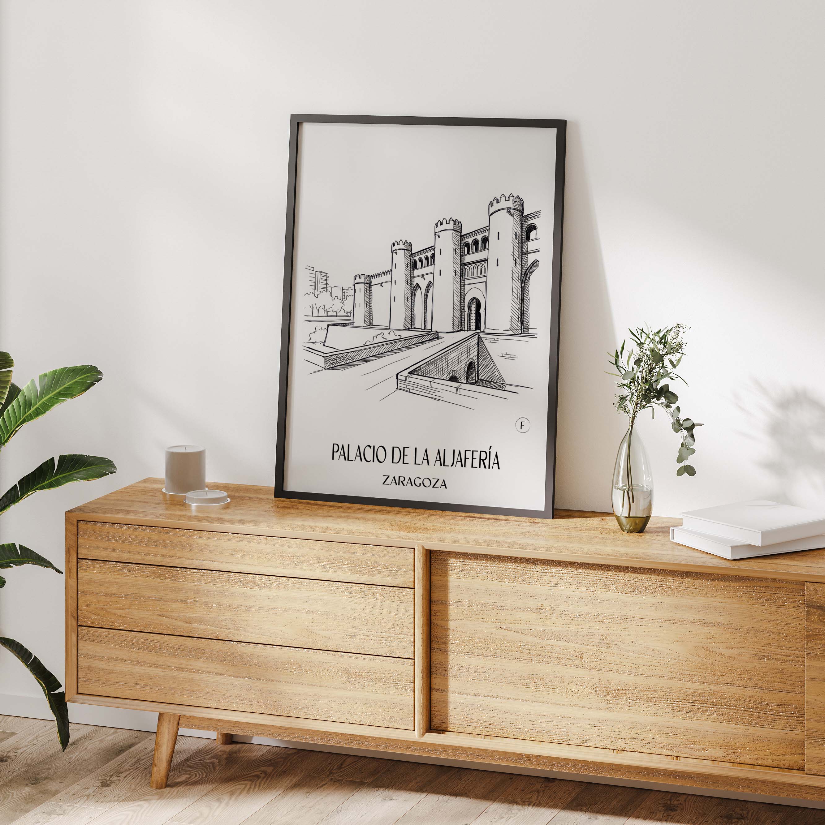 palacio-de-la-aljafería-zaragoza-spanien-poster-skizze