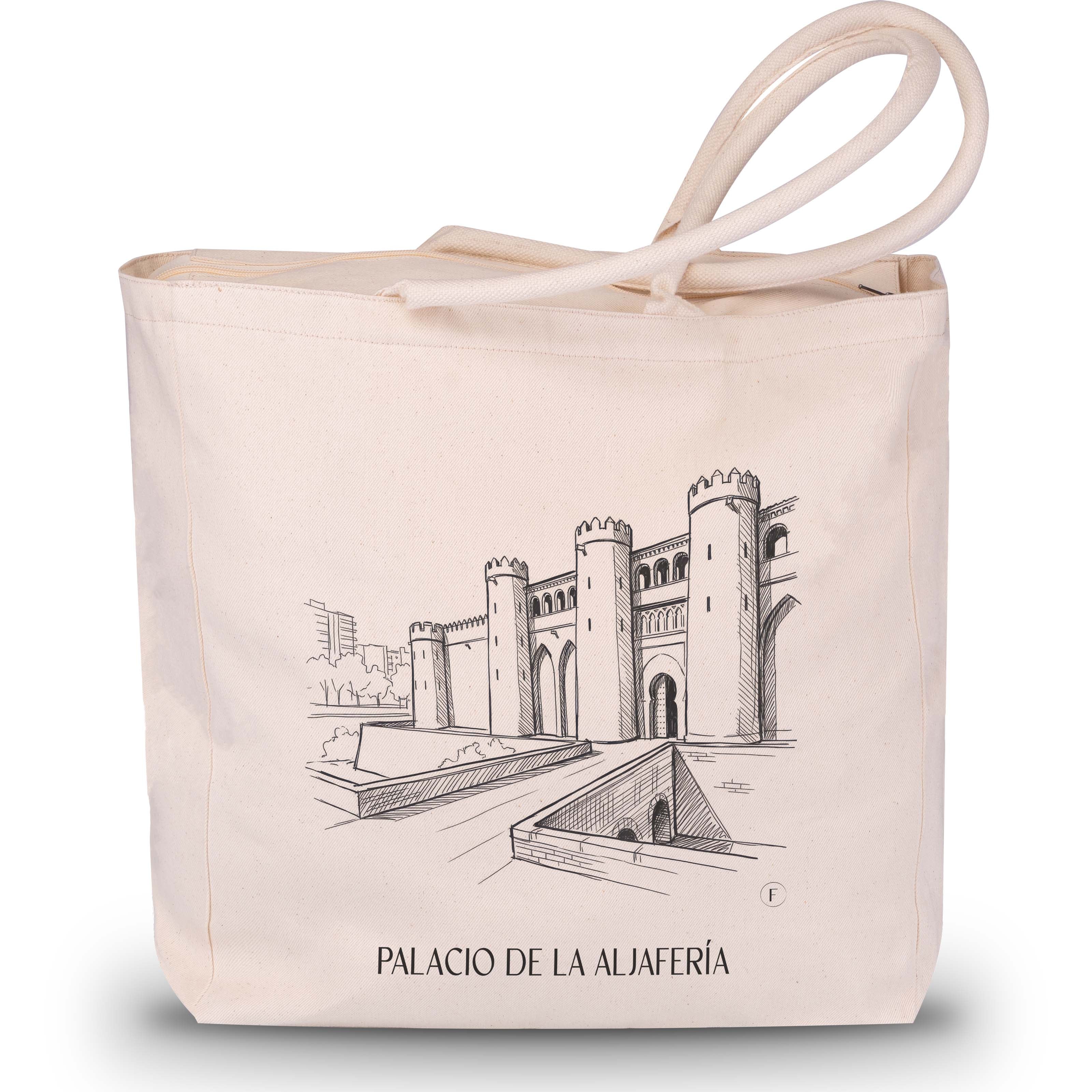 palacio-de-la-aljafería-zaragoza-spanien-einkaufstasche-skizze