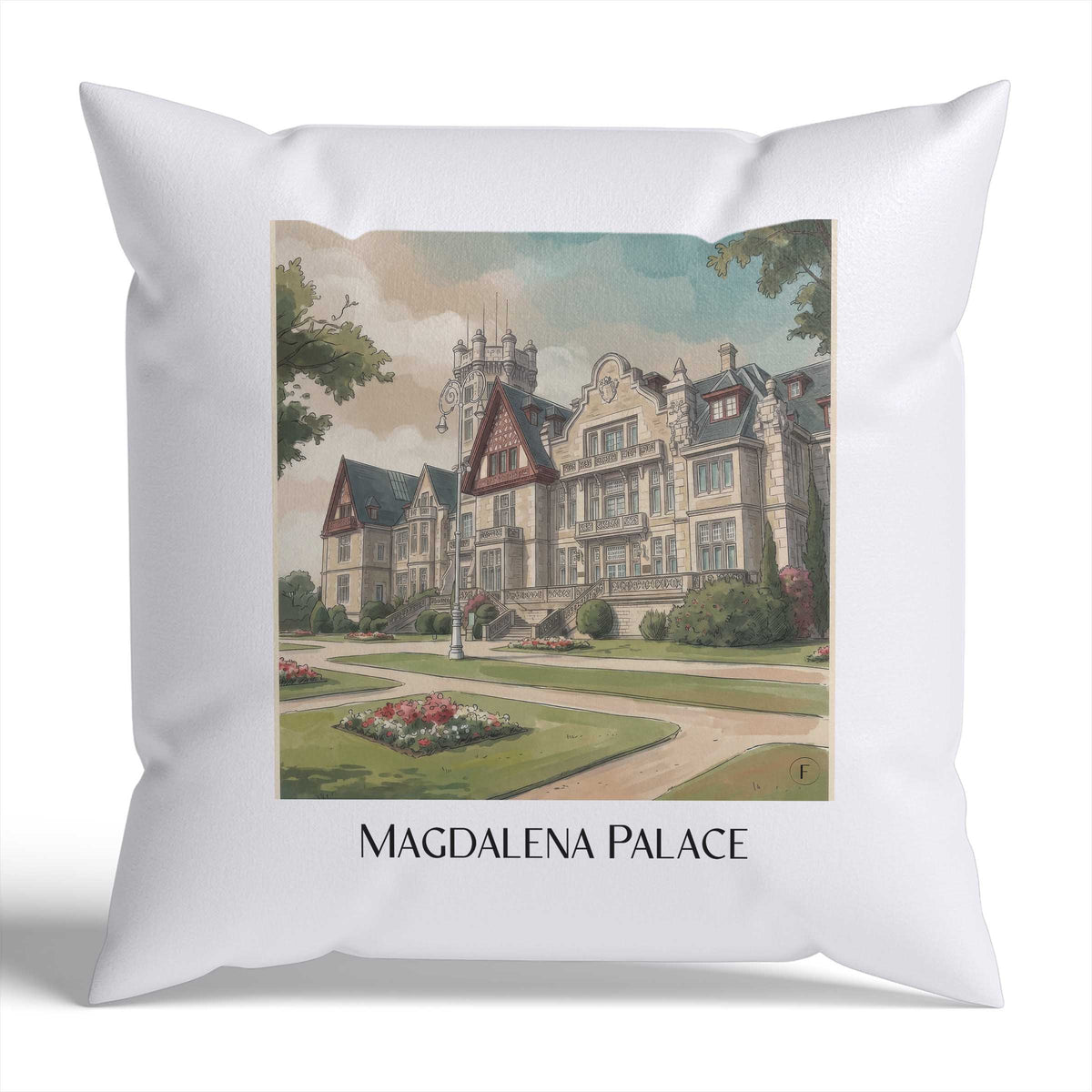 Palacio de la Magdalena Kissenhülle - Zierkissen Bezug - Santander - Spanien Kissen bzw. Kissenbezug im Aquarell Stil - favplace