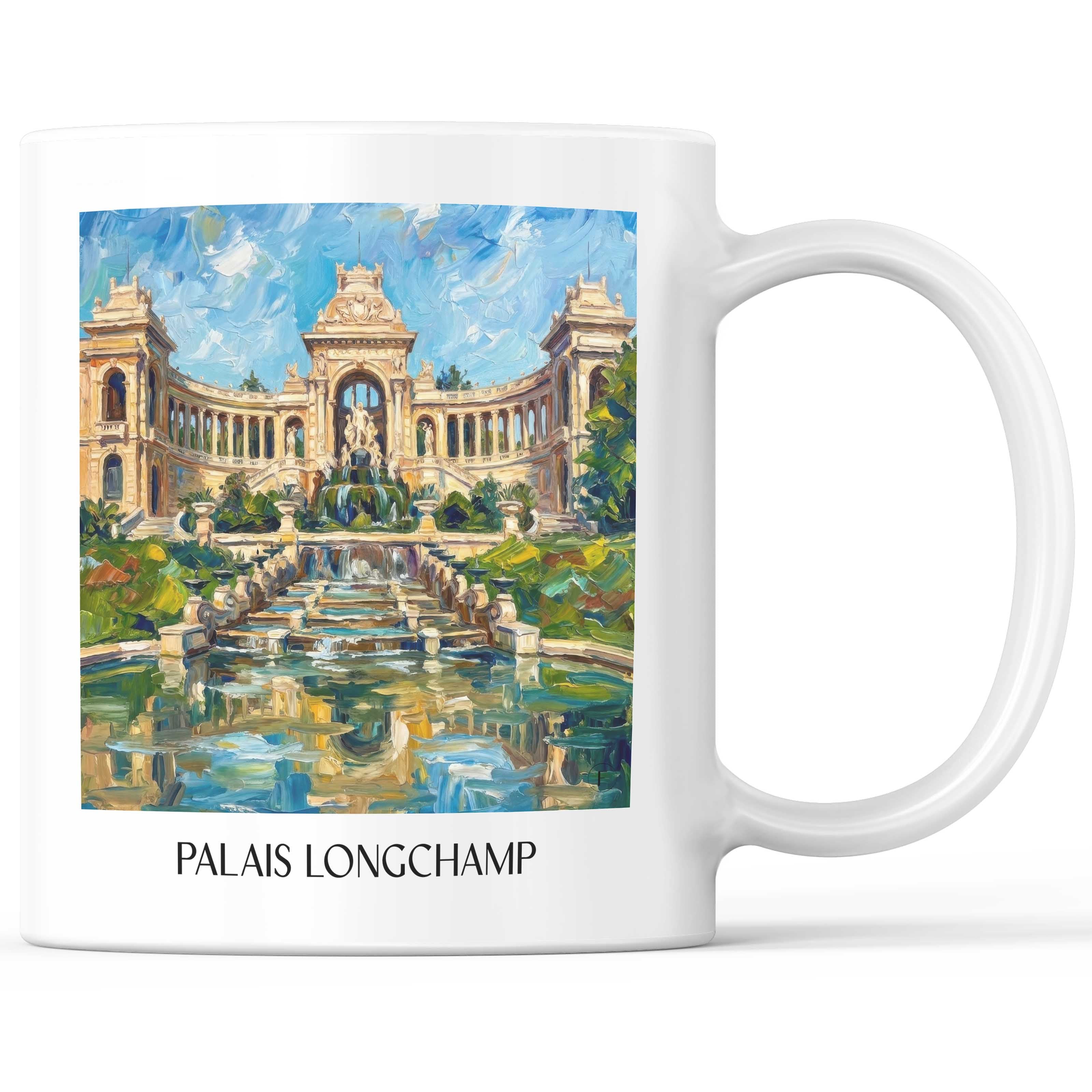 Palais Longchamp Kaffeebecher - Marseille - Frankreich Becher - Kaffeetasse im Ölgemälde Stil - favplace
