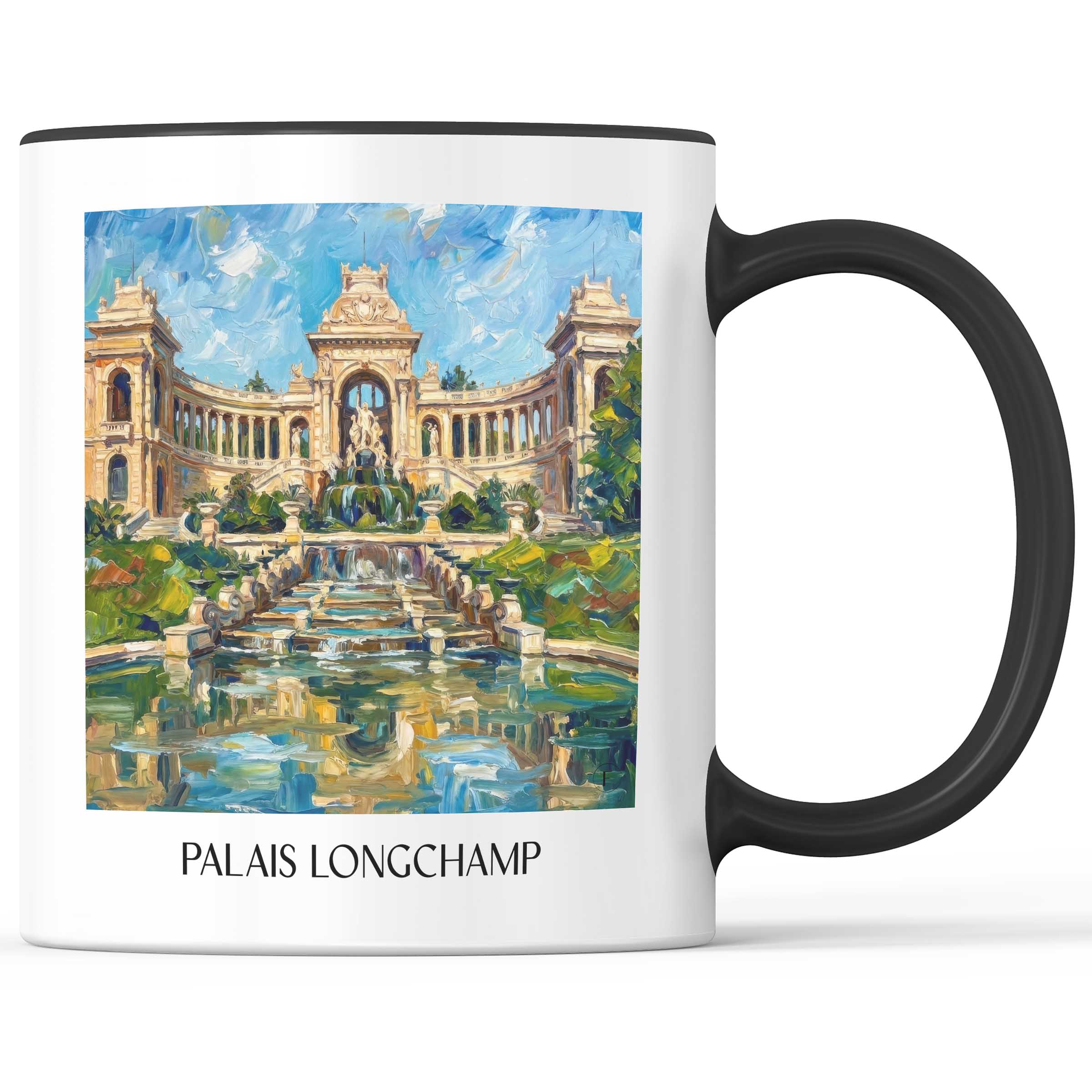 Palais Longchamp Kaffeebecher - Marseille - Frankreich Becher - Kaffeetasse im Ölgemälde Stil - favplace