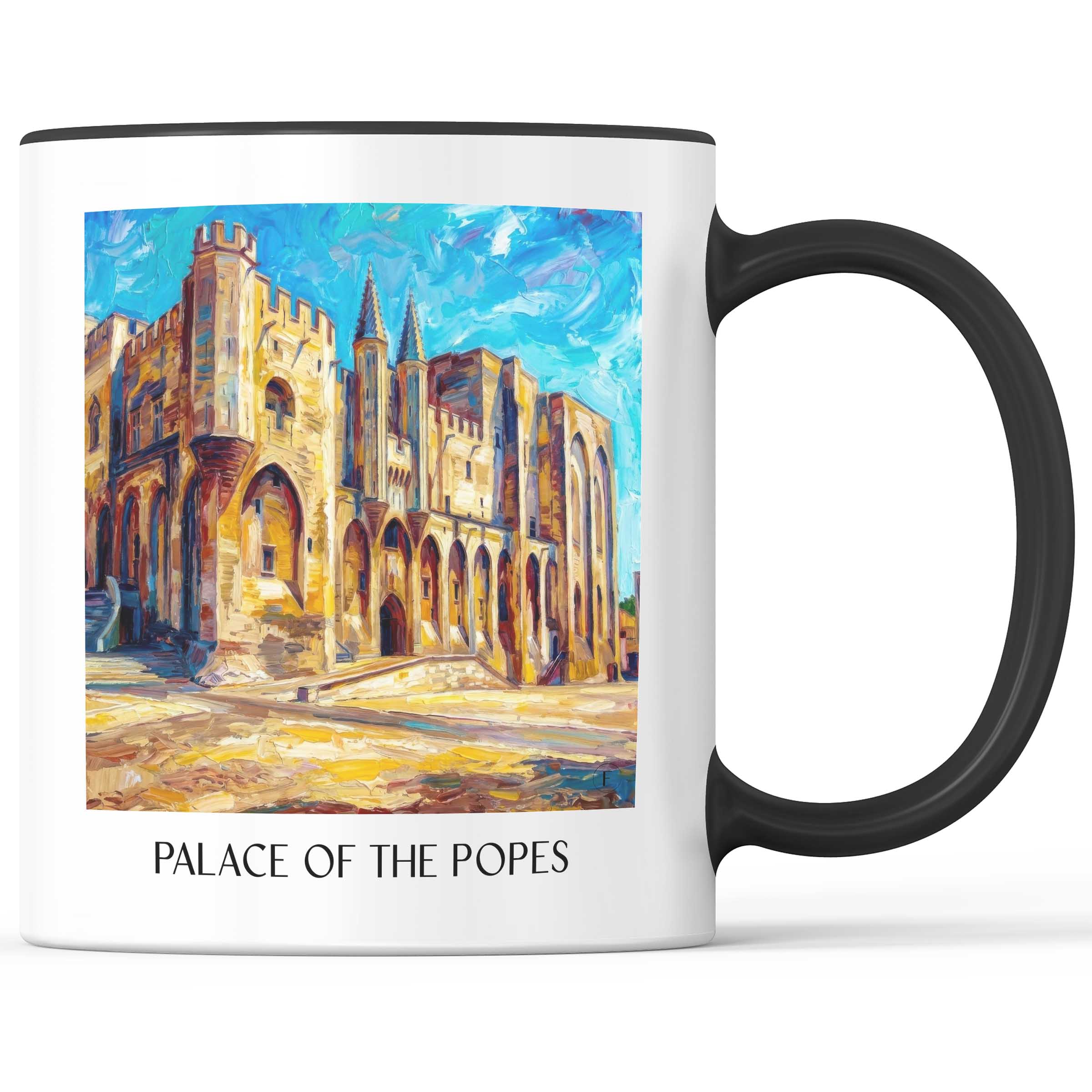 Palais des Papes Kaffeebecher - Avignon - Frankreich Becher - Kaffeetasse im Ölgemälde Stil - favplace