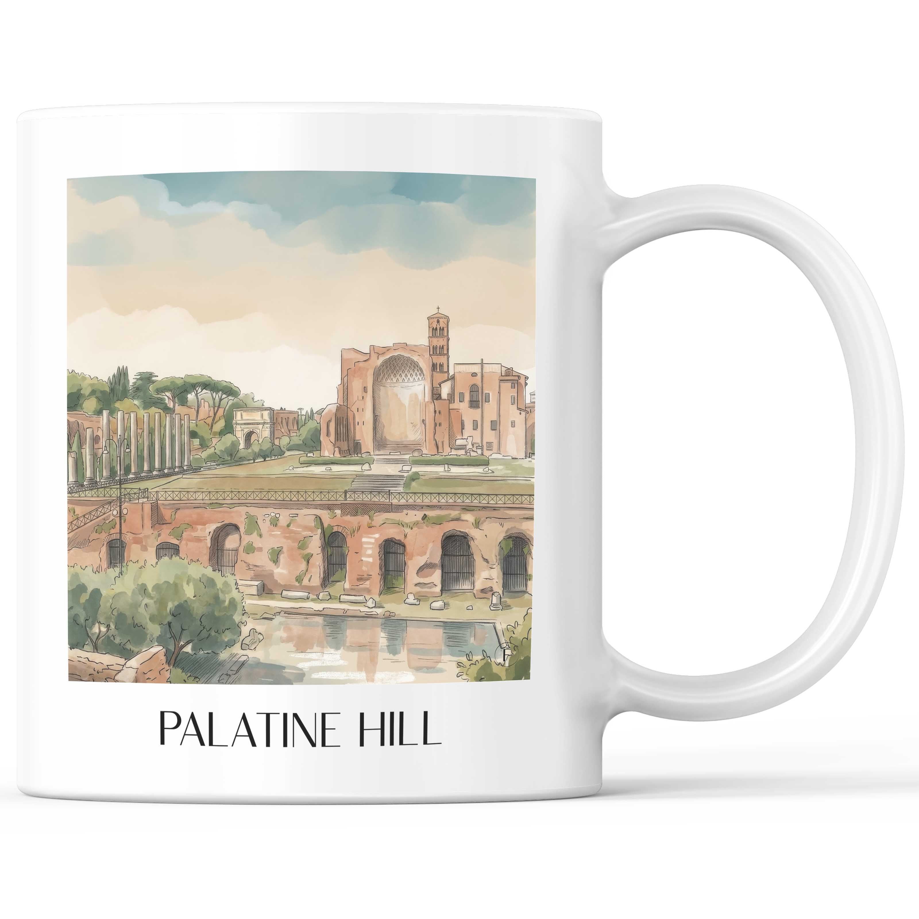 Palatin Hügel Kaffeebecher - Rom - Italien Becher - Kaffeetasse im Aquarell Stil - favplace