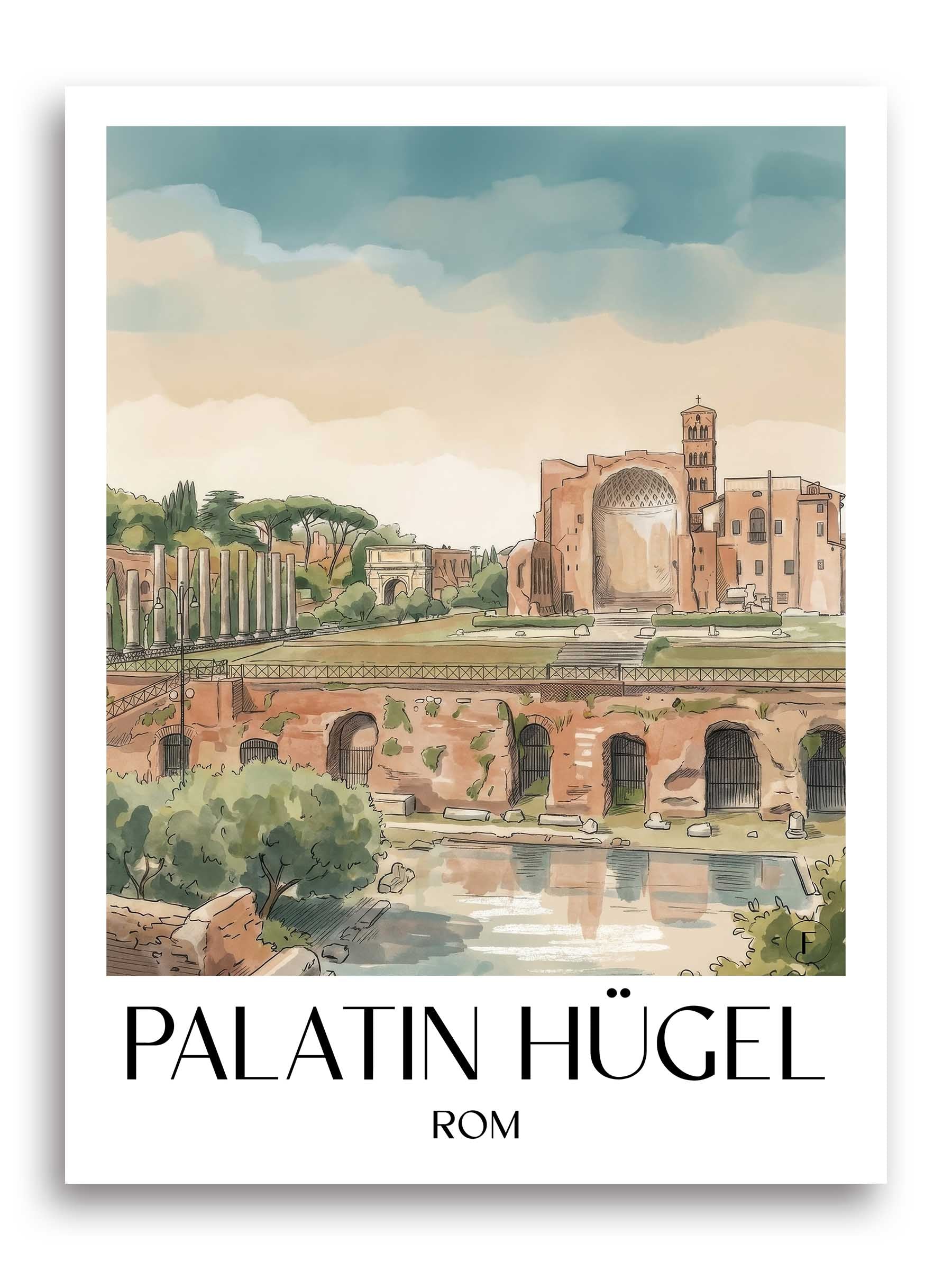palatin-hügel-rom-italien-poster-aquarell