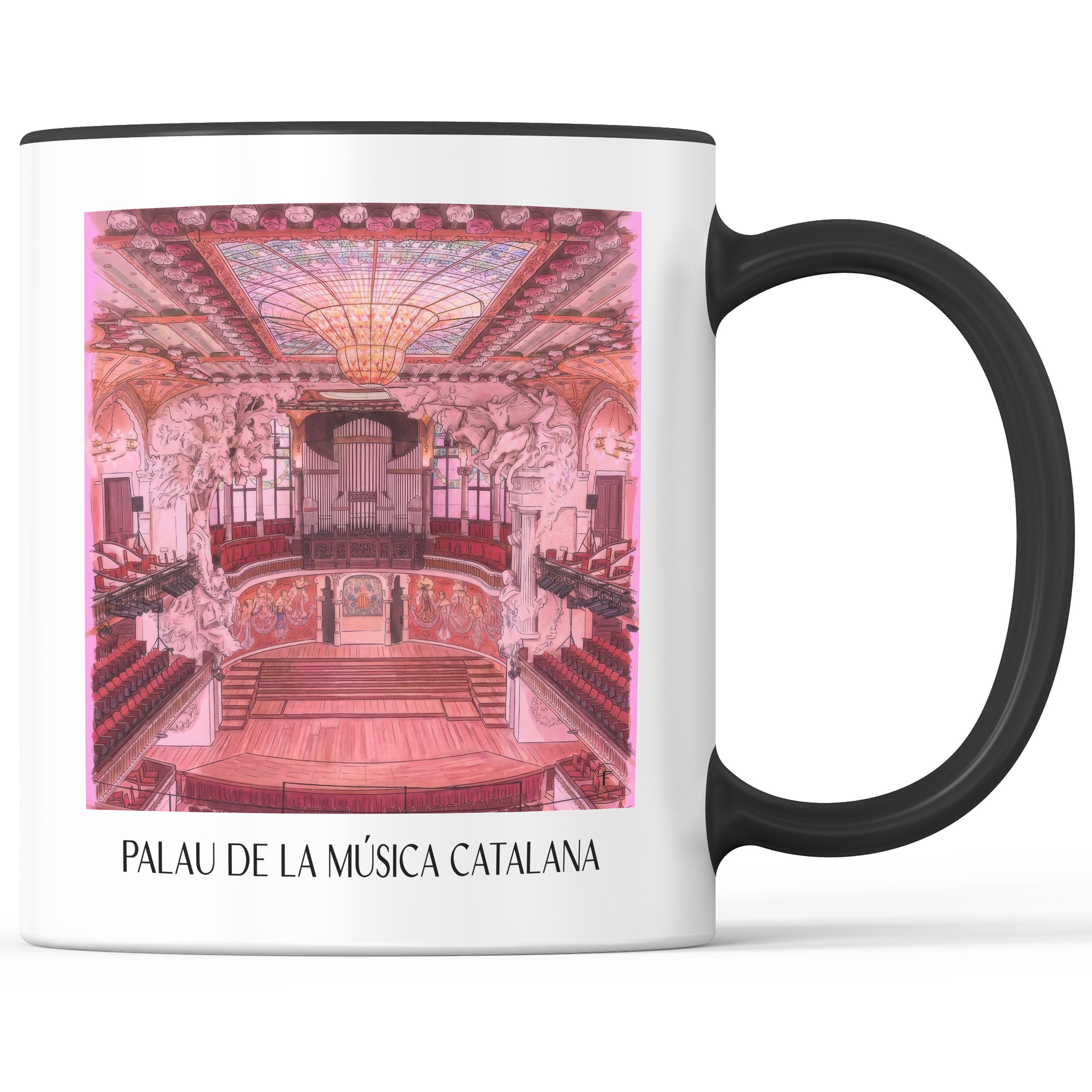 palau-de-la-música-catalana-barcelona-spanien-kaffeebecher-aquarell-pink-rosa