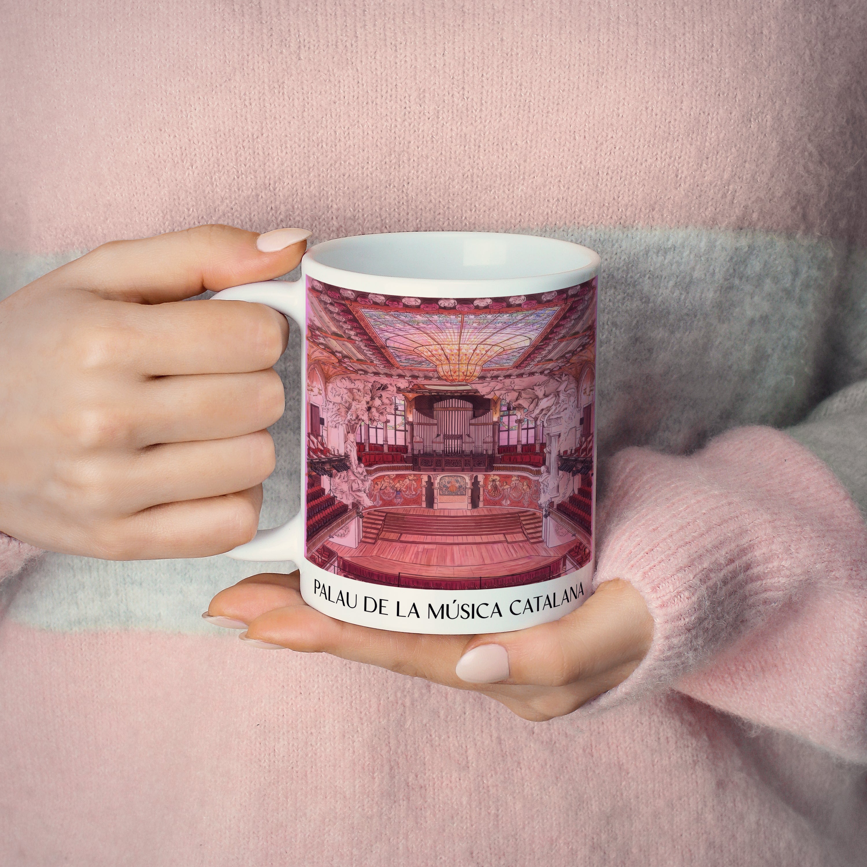 palau-de-la-música-catalana-barcelona-spanien-kaffeebecher-aquarell-pink-rosa