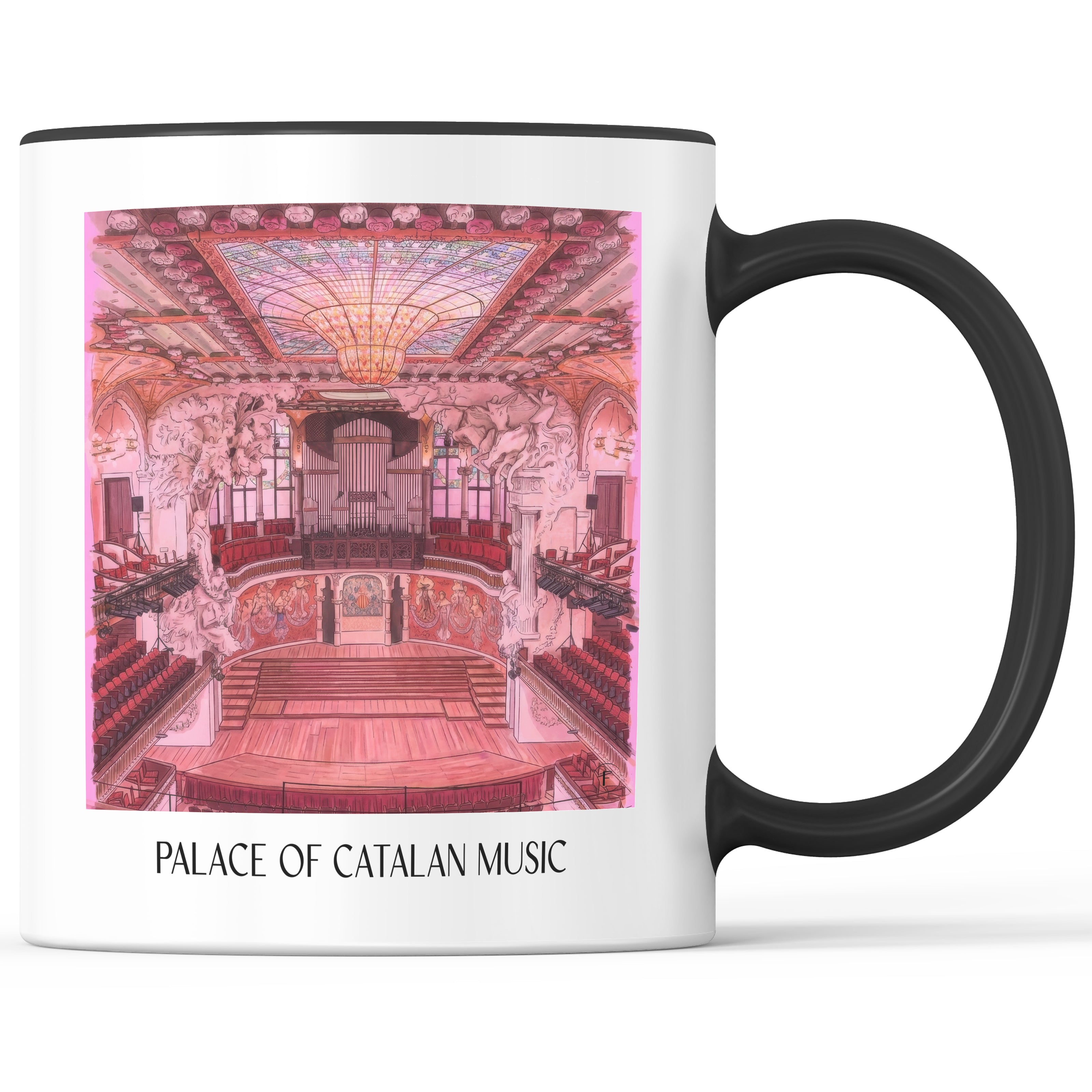 Palau de la Música Catalana Kaffeebecher - Barcelona - Spanien Becher - Kaffeetasse im Aquarell Pink Stil - favplace