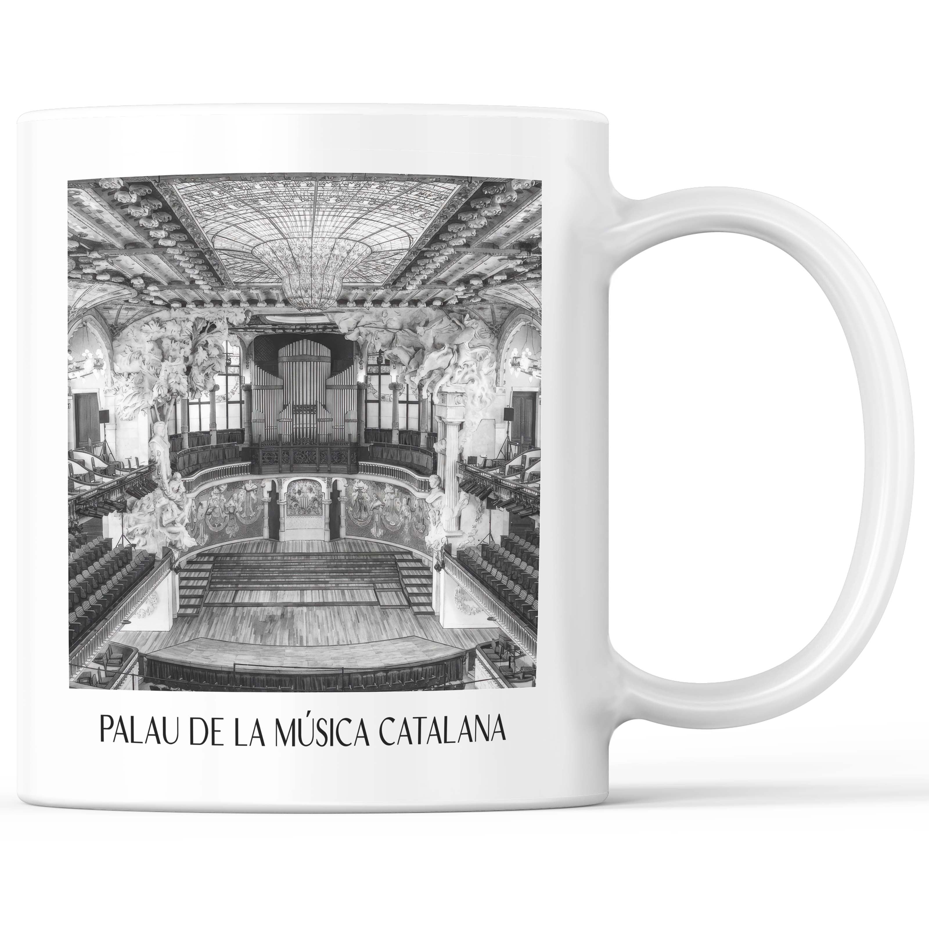 Palau de la Música Catalana Kaffeebecher - Barcelona - Spanien Becher - Kaffeetasse im Aquarell Schwarz-Weiß Stil - favplace