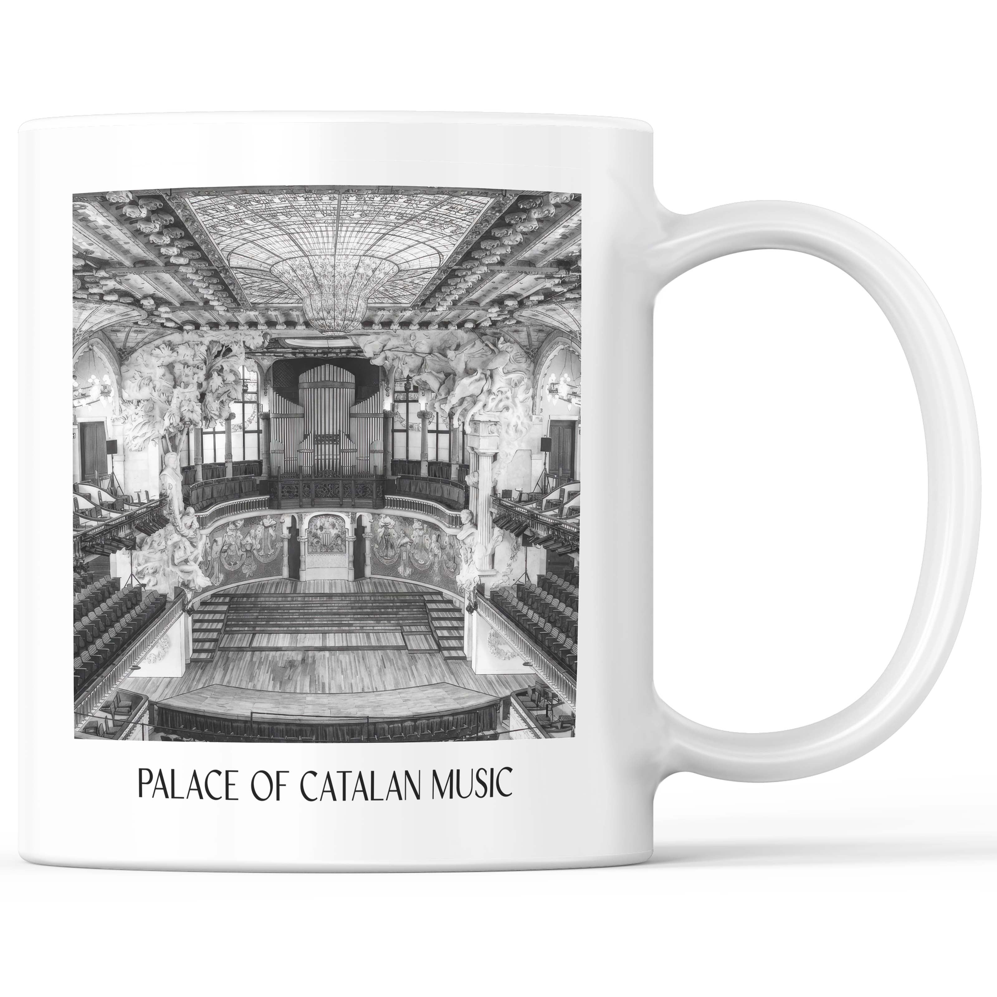 Palau de la Música Catalana Kaffeebecher - Barcelona - Spanien Becher - Kaffeetasse im Aquarell Schwarz-Weiß Stil - favplace
