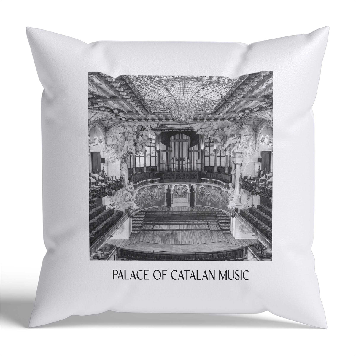 Palau de la Música Catalana Kissenhülle - Zierkissen Bezug - Barcelona - Spanien Kissen bzw. Kissenbezug im Aquarell Schwarz-Weiß Stil - favplace