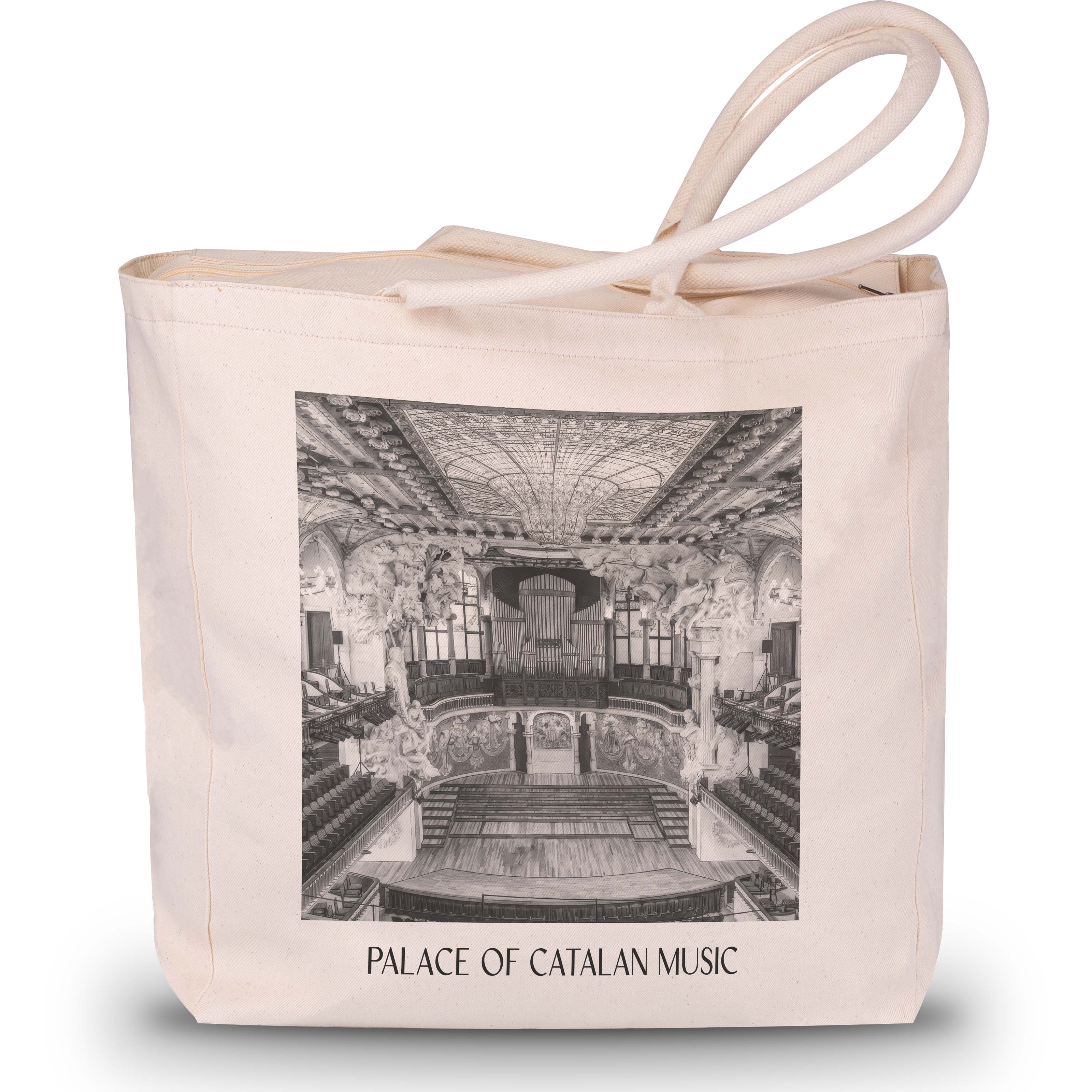 Palau de la Música Catalana Shopping Tasche - Barcelona - Spanien Tote Bag - Einkaufstasche im Aquarell Schwarz-Weiß Stil - favplace