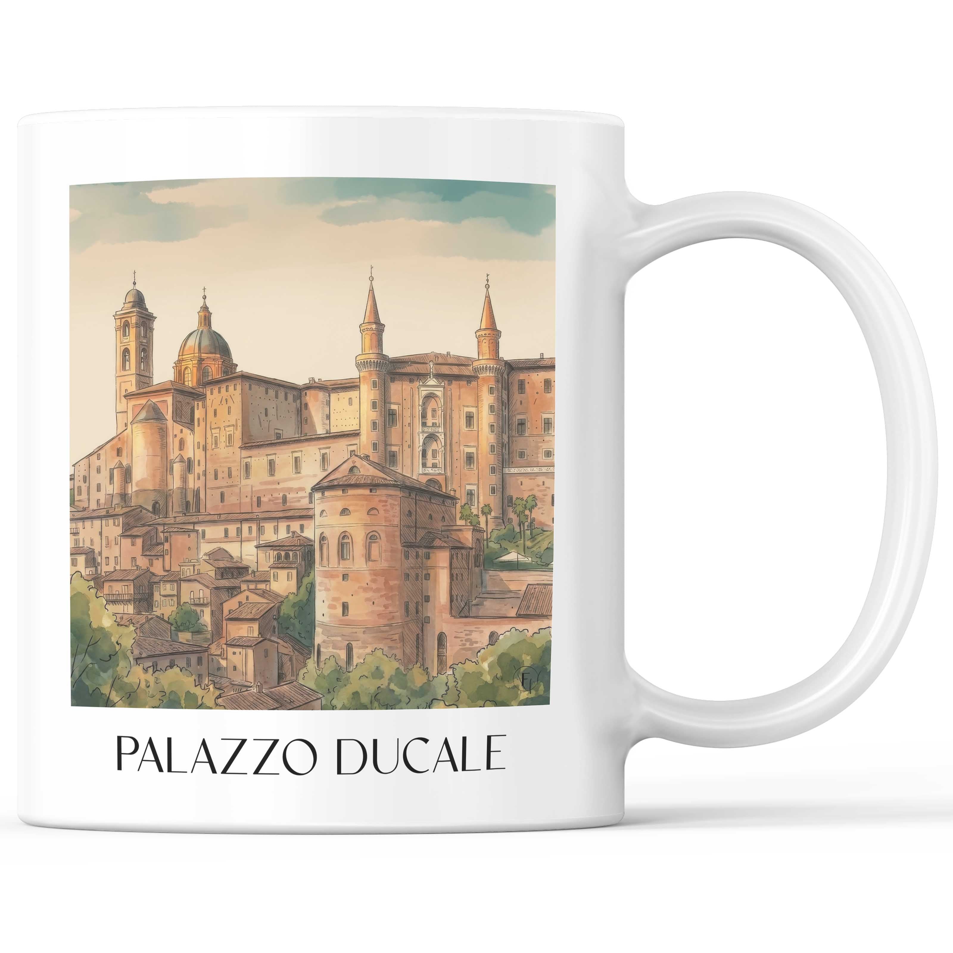 Palazzo Ducale Kaffeebecher - Urbino - Italien Becher - Kaffeetasse im Aquarell Stil - favplace