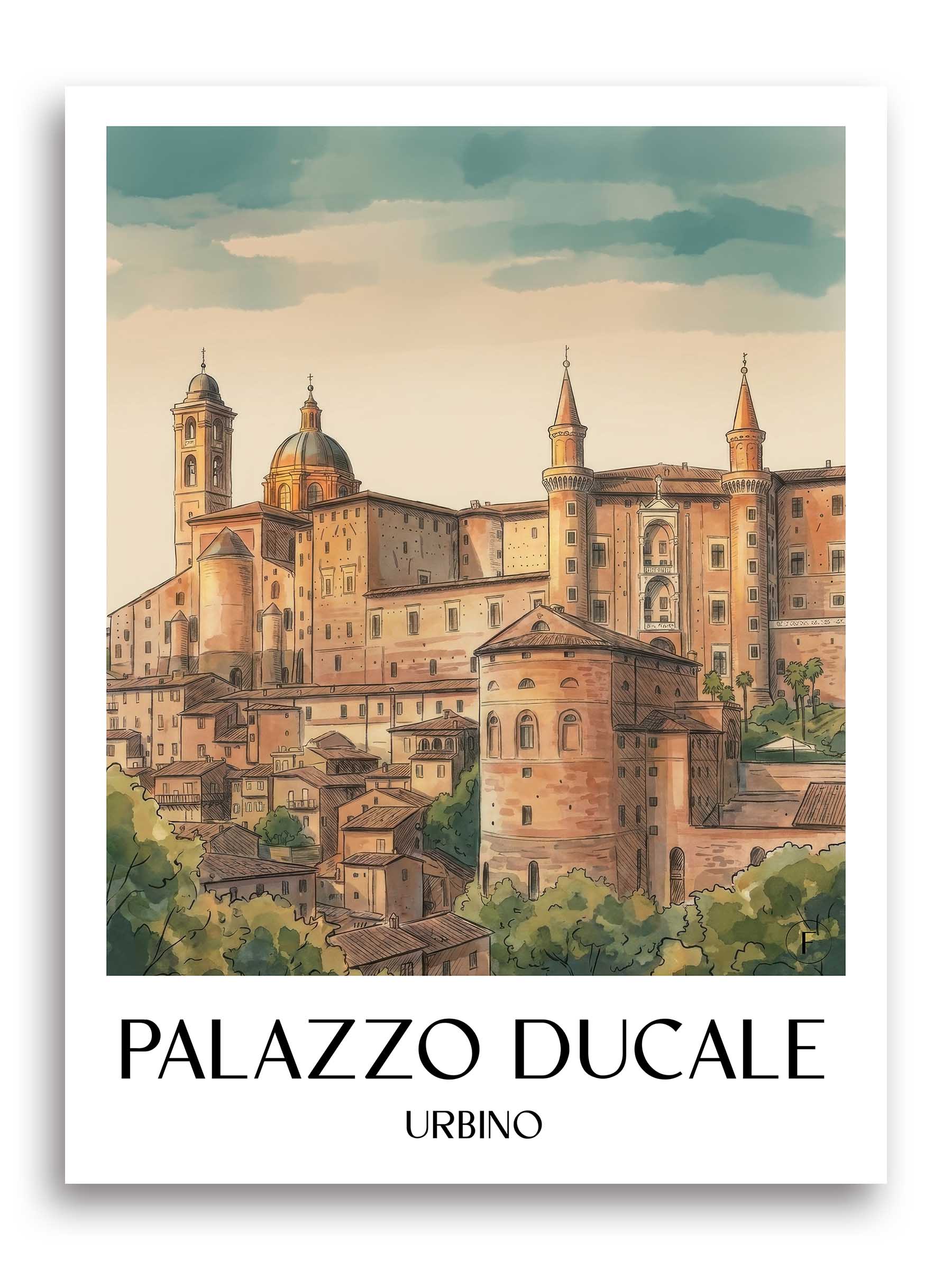 palazzo-ducale-urbino-italien-poster-aquarell