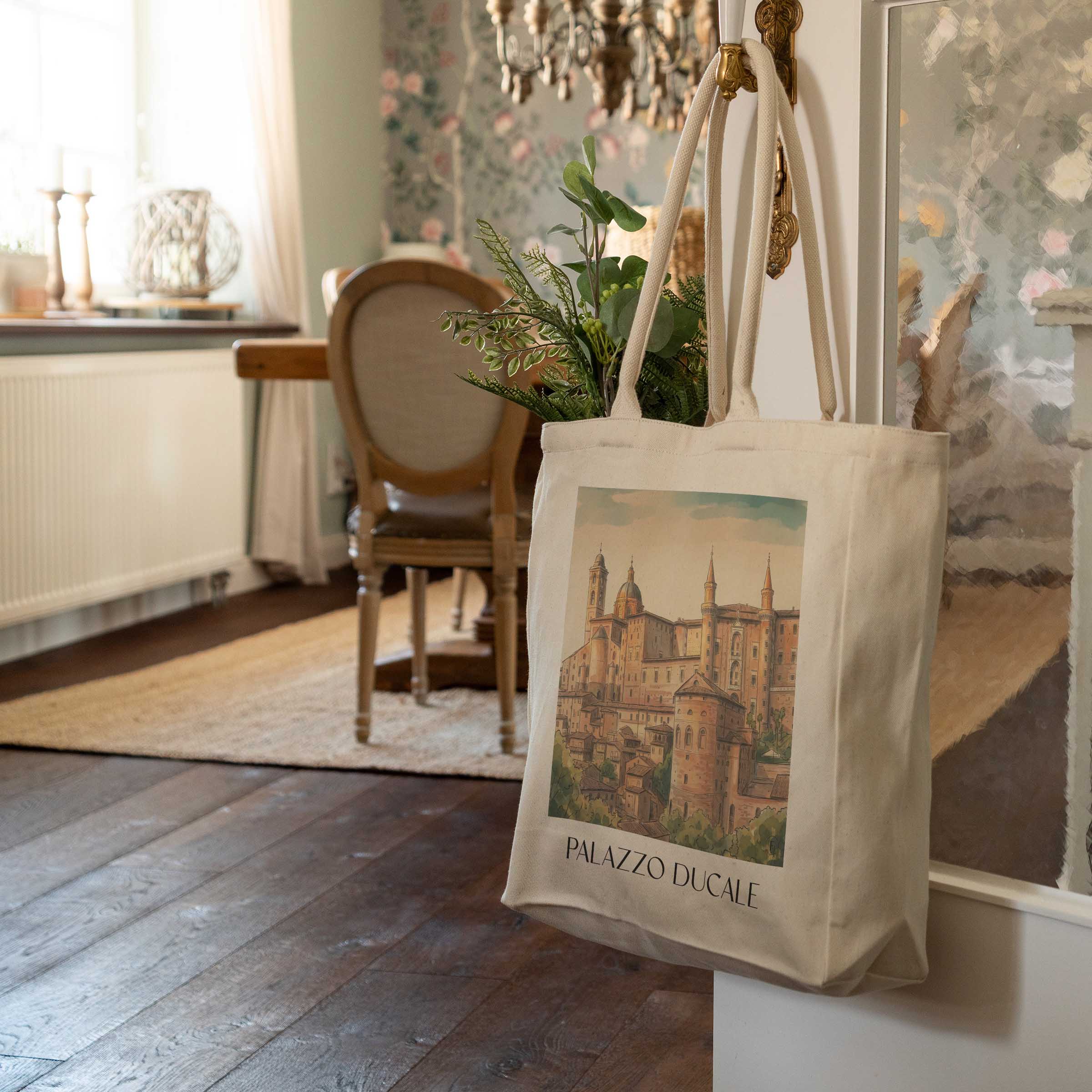 palazzo-ducale-urbino-italien-einkaufstasche-aquarell
