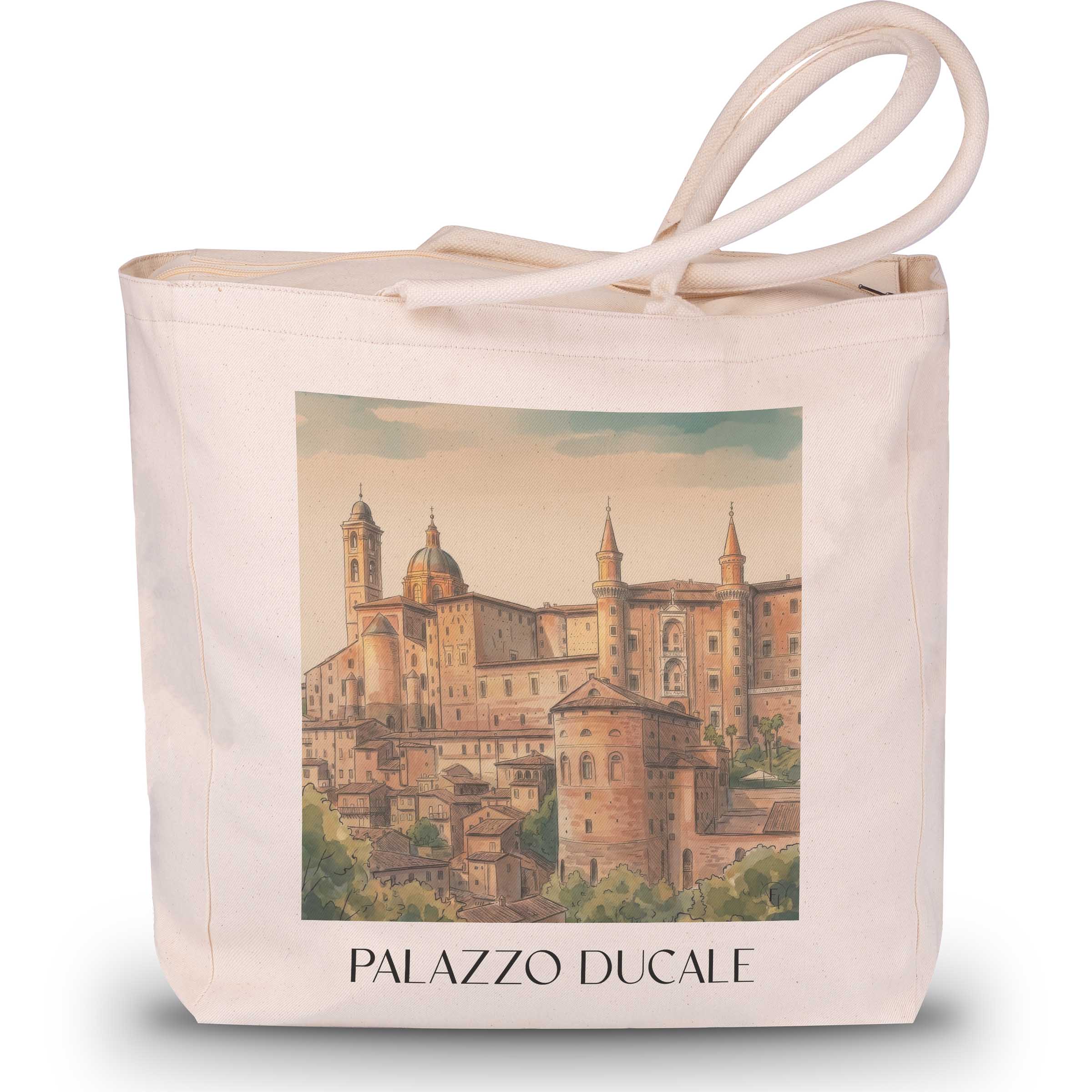 Palazzo Ducale Shopping Tasche - Urbino - Italien Tote Bag - Einkaufstasche im Aquarell Stil - favplace