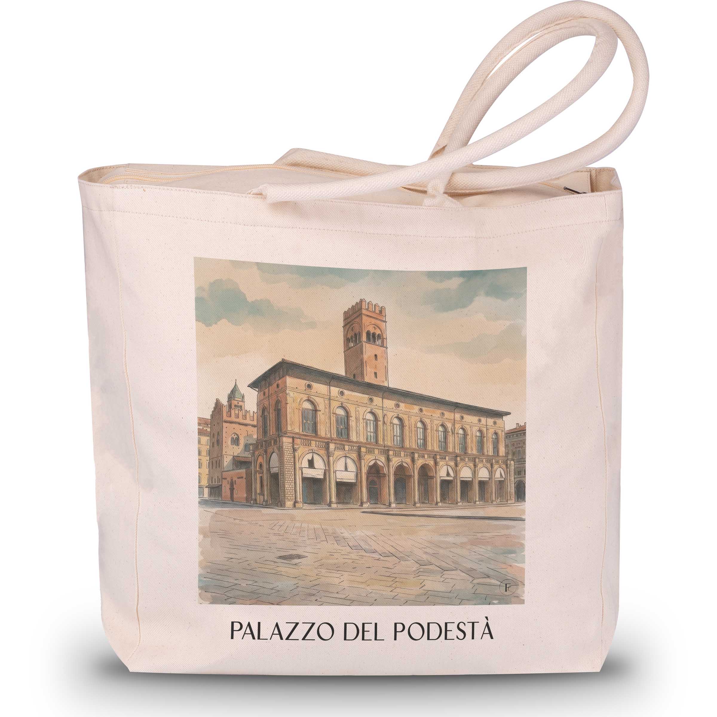 Palazzo del Podestà Shopping Tasche - Bologna - Italien Tote Bag - Einkaufstasche im Aquarell Stil - favplace