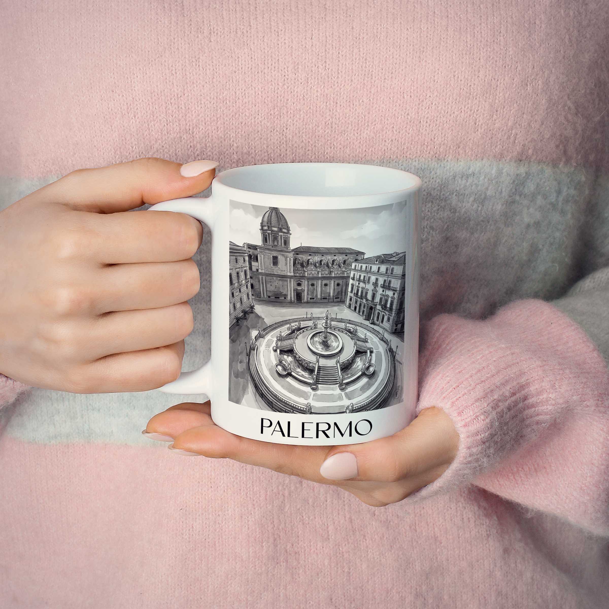 palermo-italien-kaffeebecher-aquarell-schwarz-weiss