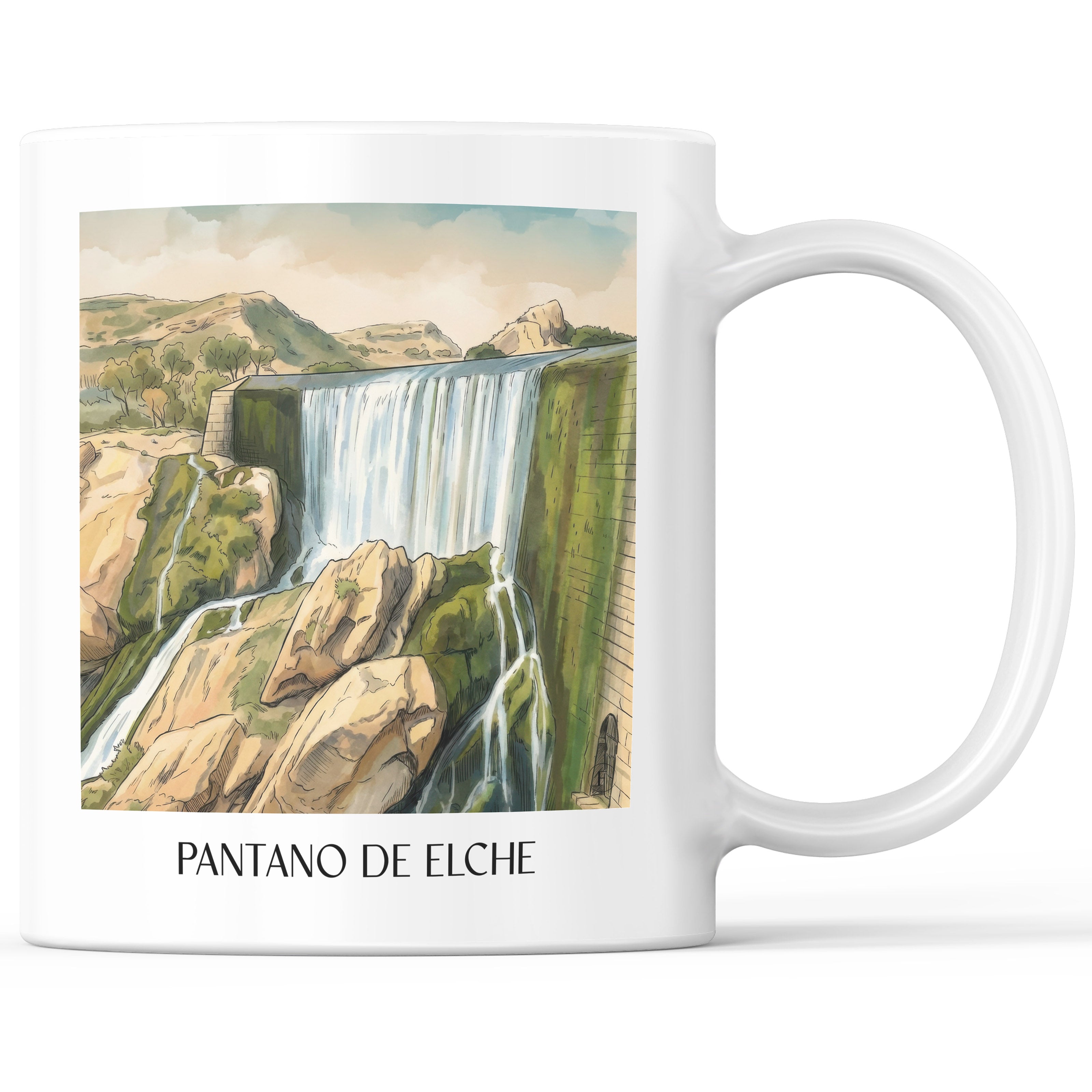 Pantano de Elche Kaffeebecher - Spanien - Spanien Becher - Kaffeetasse im Aquarell Stil - favplace