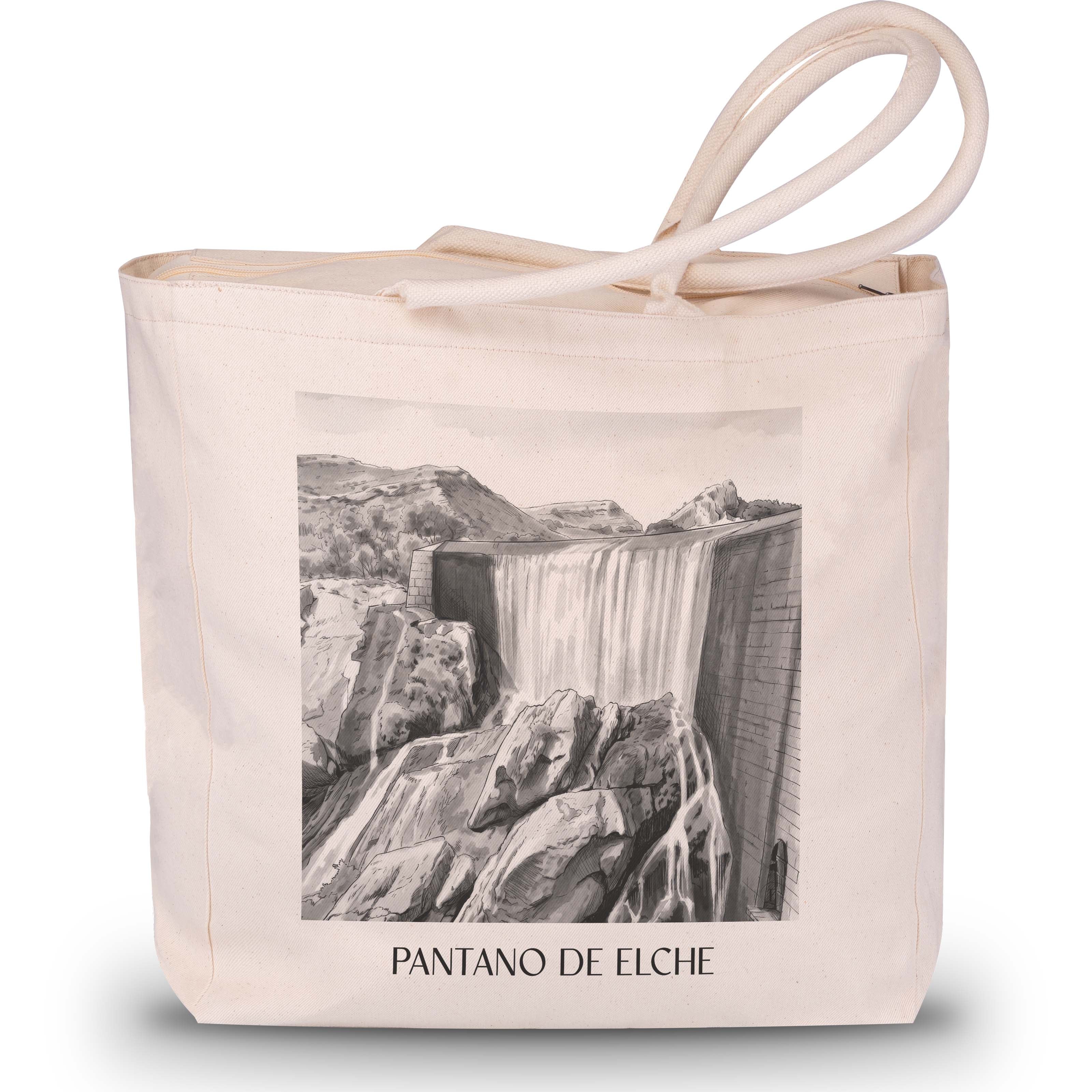 pantano-de-elche-spanien-spanien-einkaufstasche-aquarell-schwarz-weiss