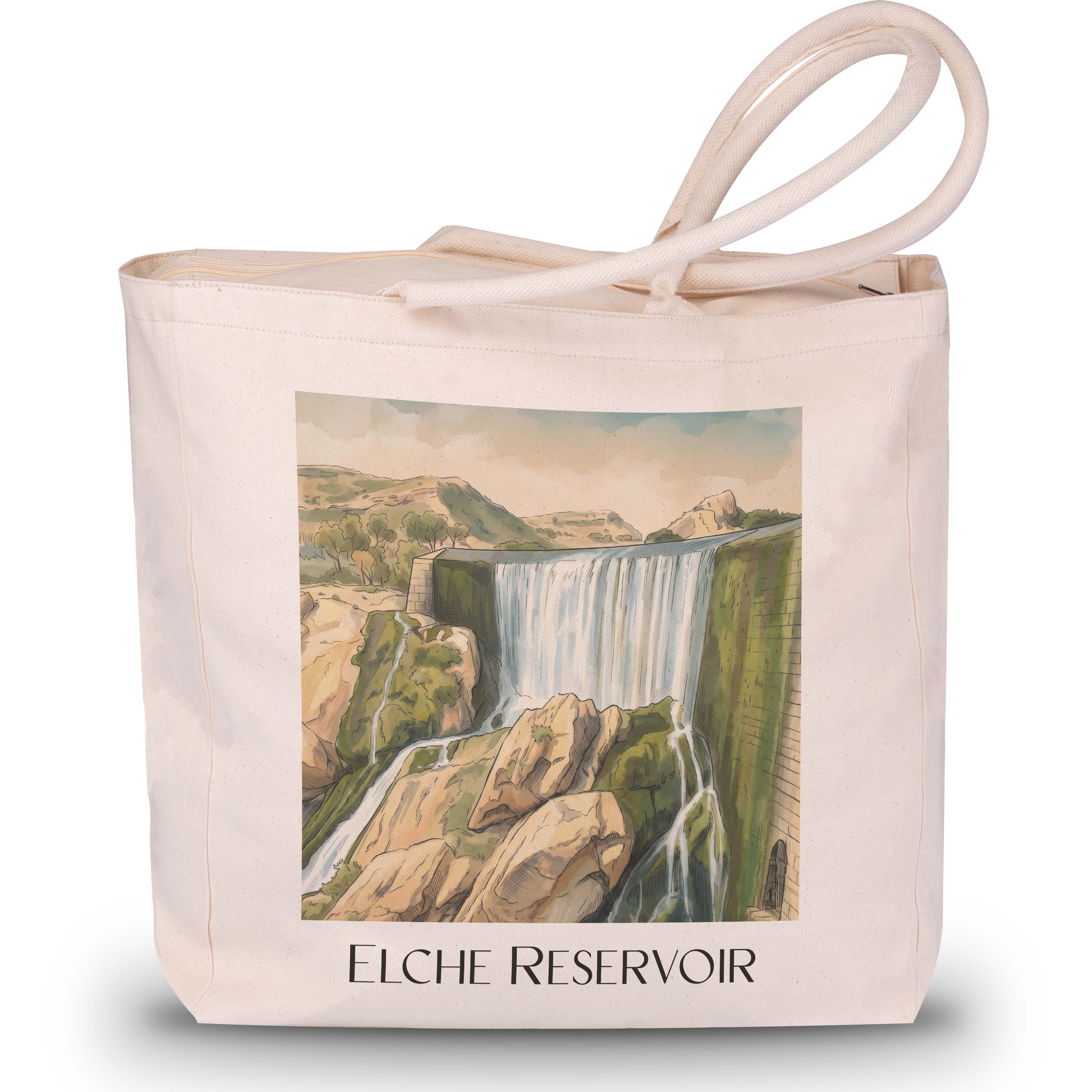 Pantano de Elche Shopping Tasche - Spanien - Spanien Tote Bag - Einkaufstasche im Aquarell Stil - favplace
