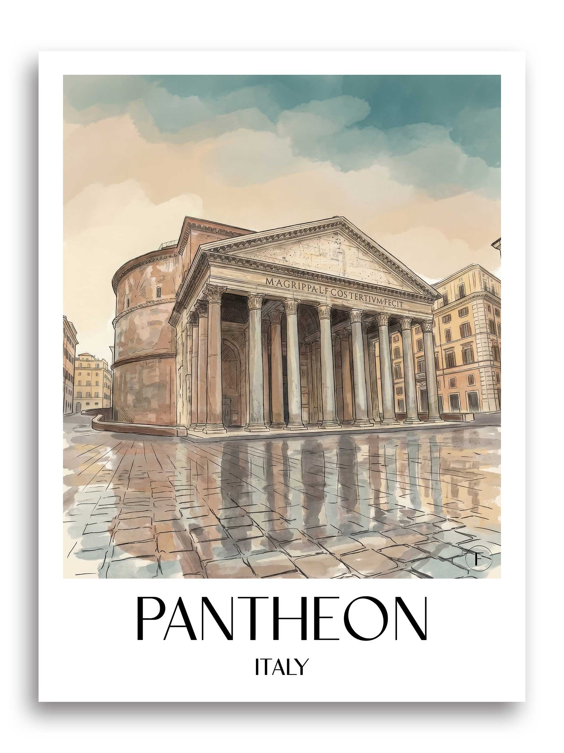 Pantheon Poster - Rom - Italien Kunstdruck - Aquarell von A4 bis A1 - favplace