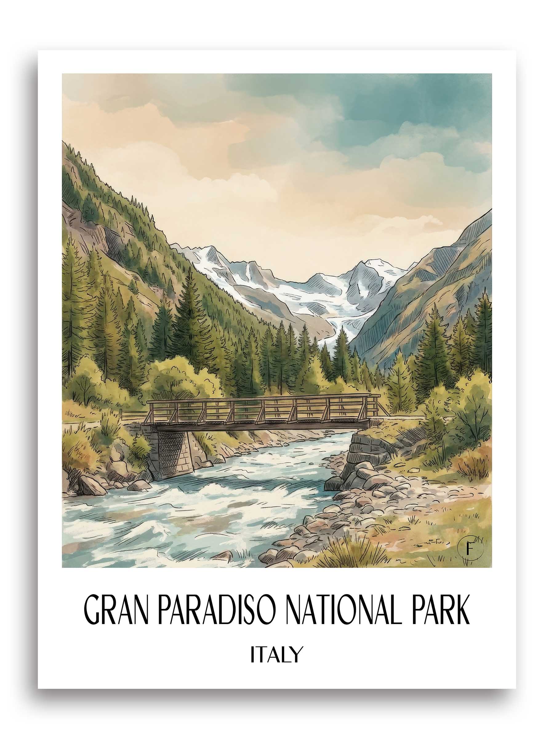 Parco Nazionale Gran Paradiso Poster - Italien - Italien Kunstdruck - Aquarell von A4 bis A1 - favplace