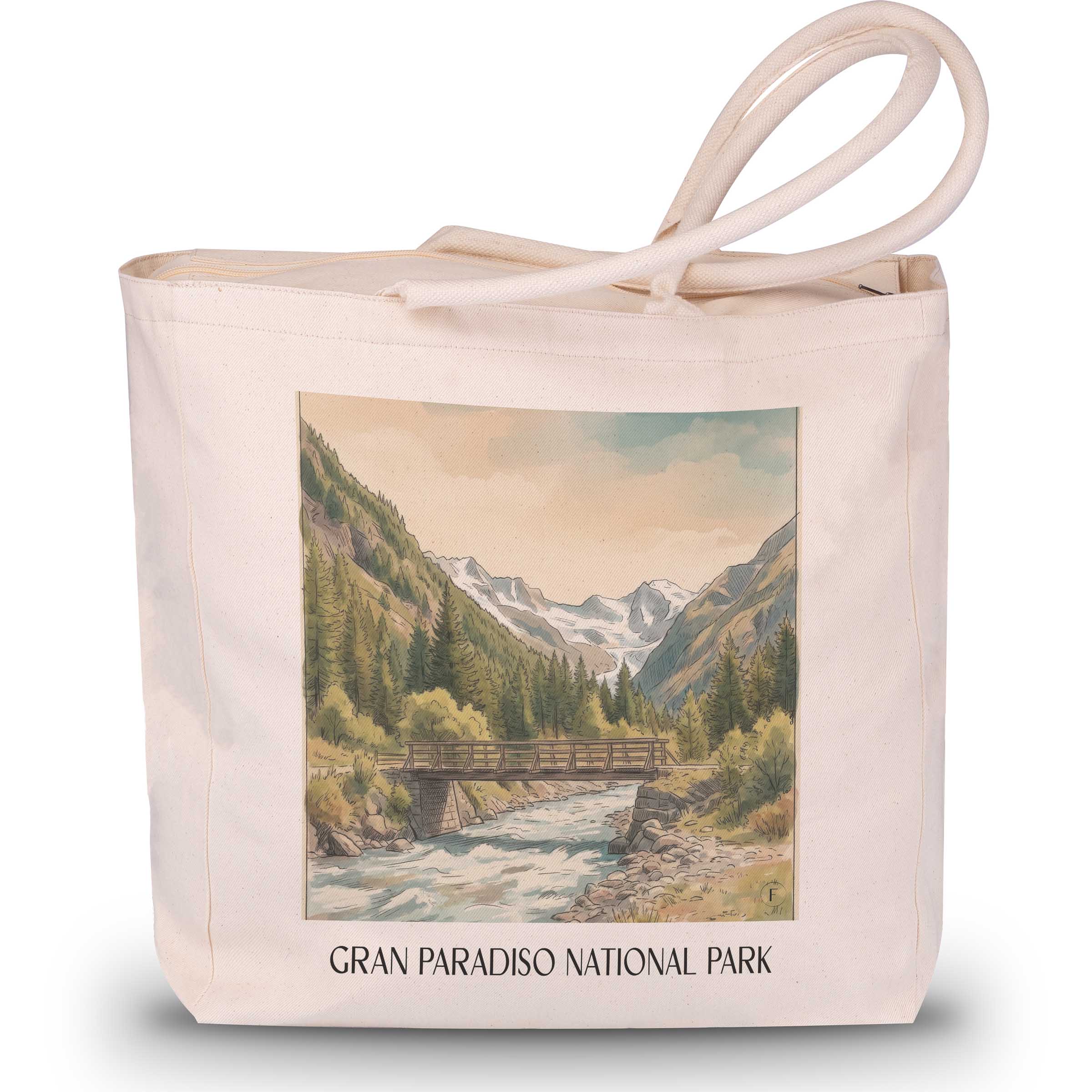 Parco Nazionale Gran Paradiso Shopping Tasche - Italien - Italien Tote Bag - Einkaufstasche im Aquarell Stil - favplace